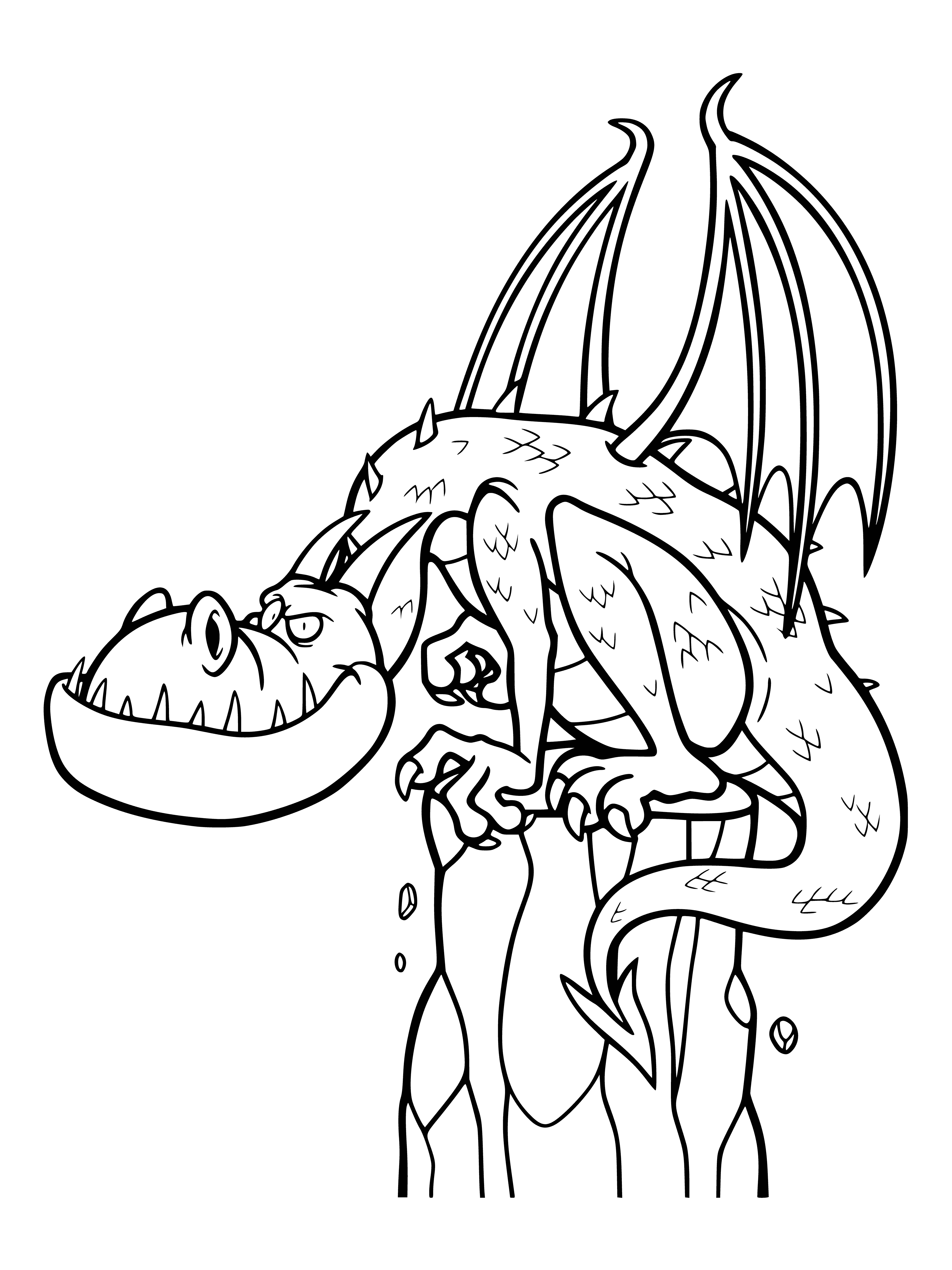 Dragon on the rock coloring page