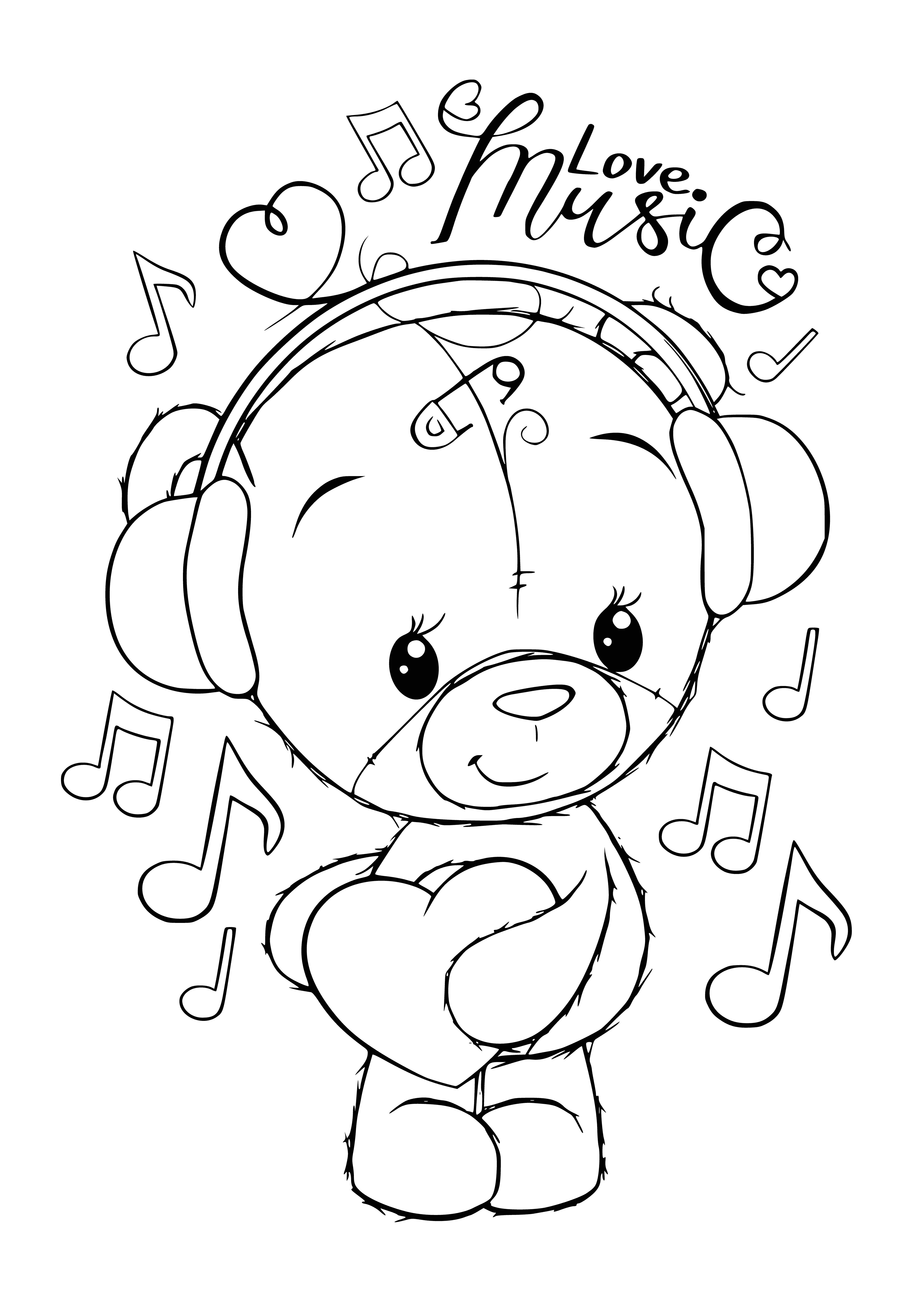 Teddy bear with heart coloring page