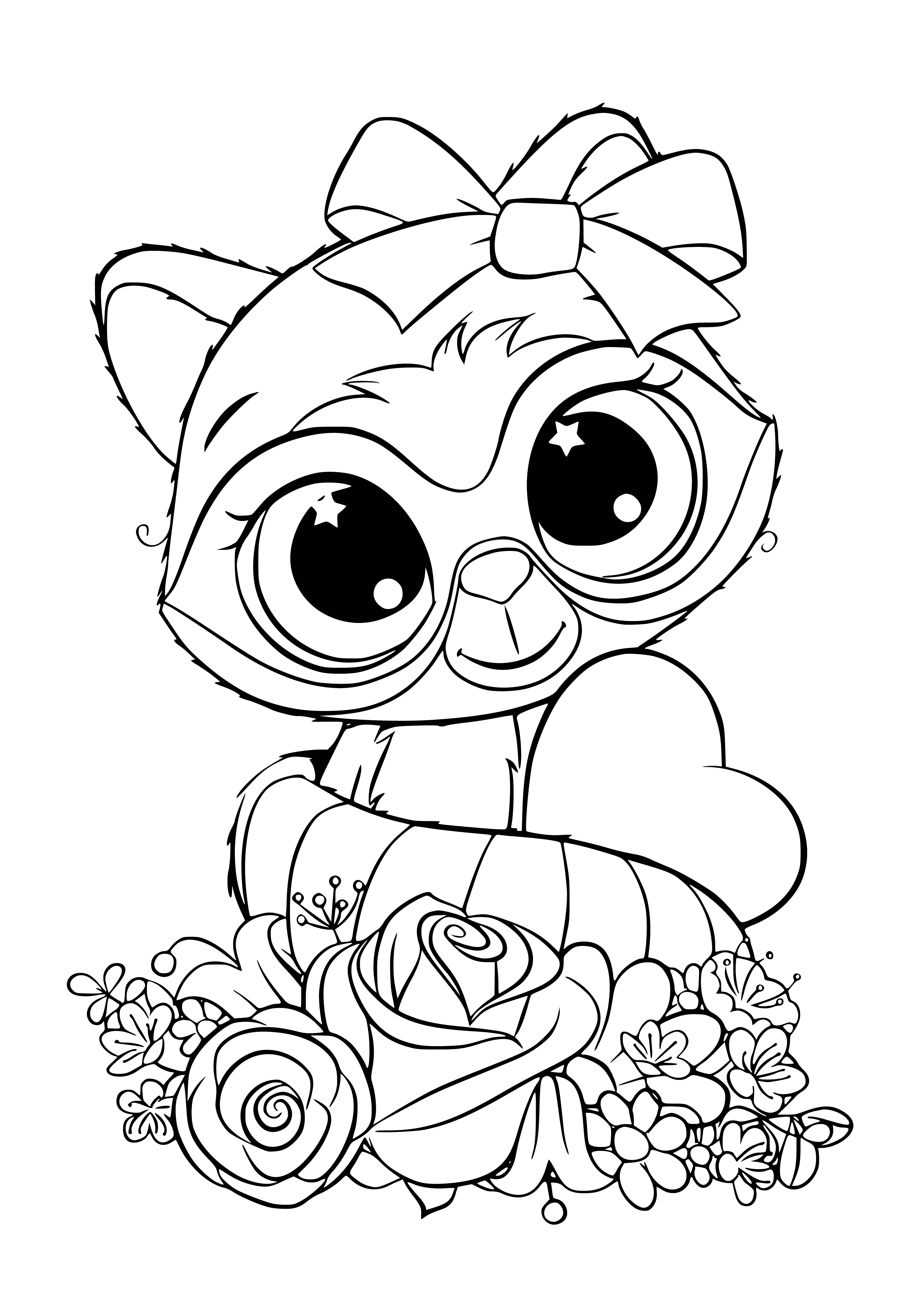 coloring page: Adorable raccoon coloring page featuring fluffy fur, big eyes, friendly wave - perfect for animal lovers looking to relax and color.