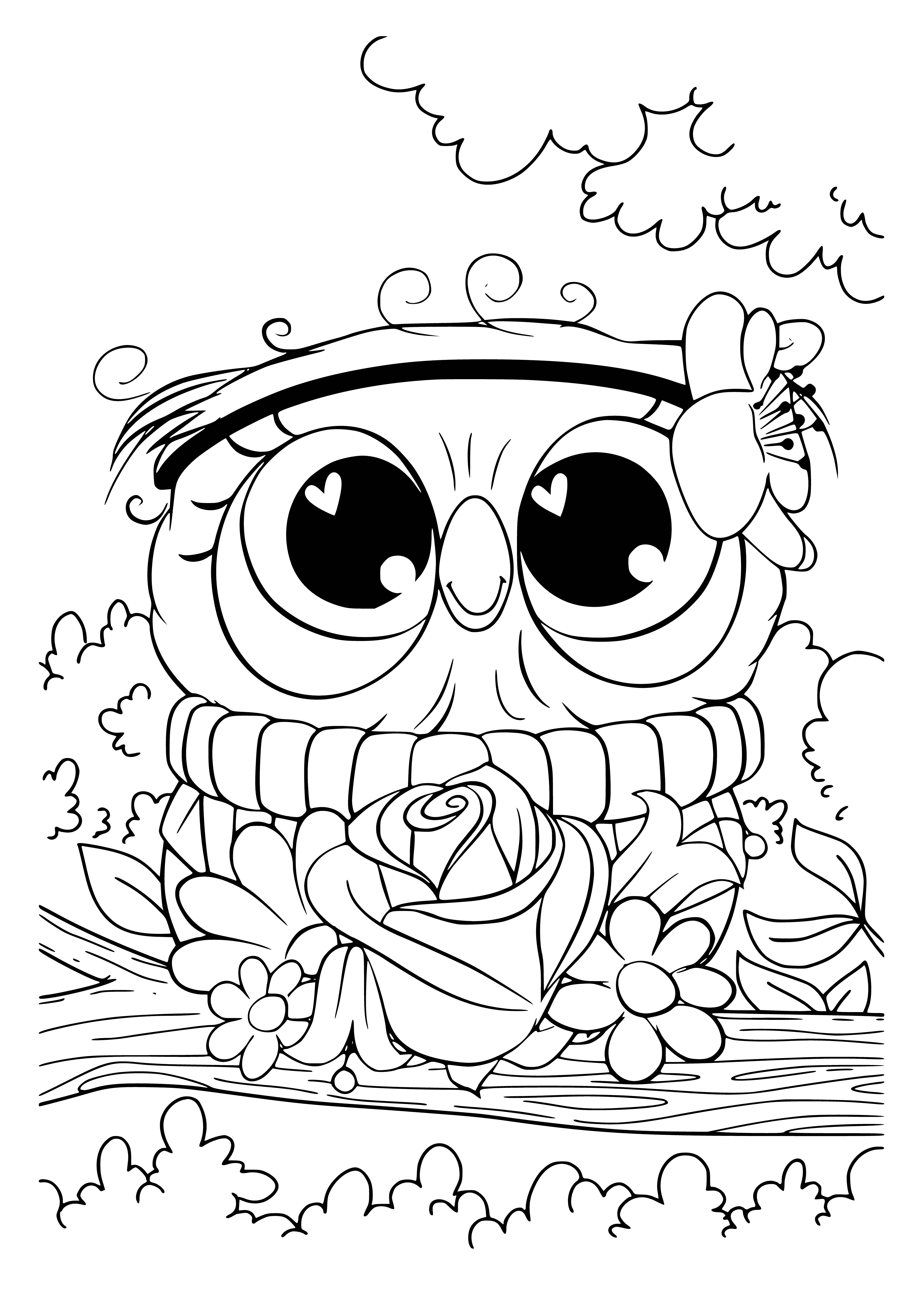 Smart owl coloring page