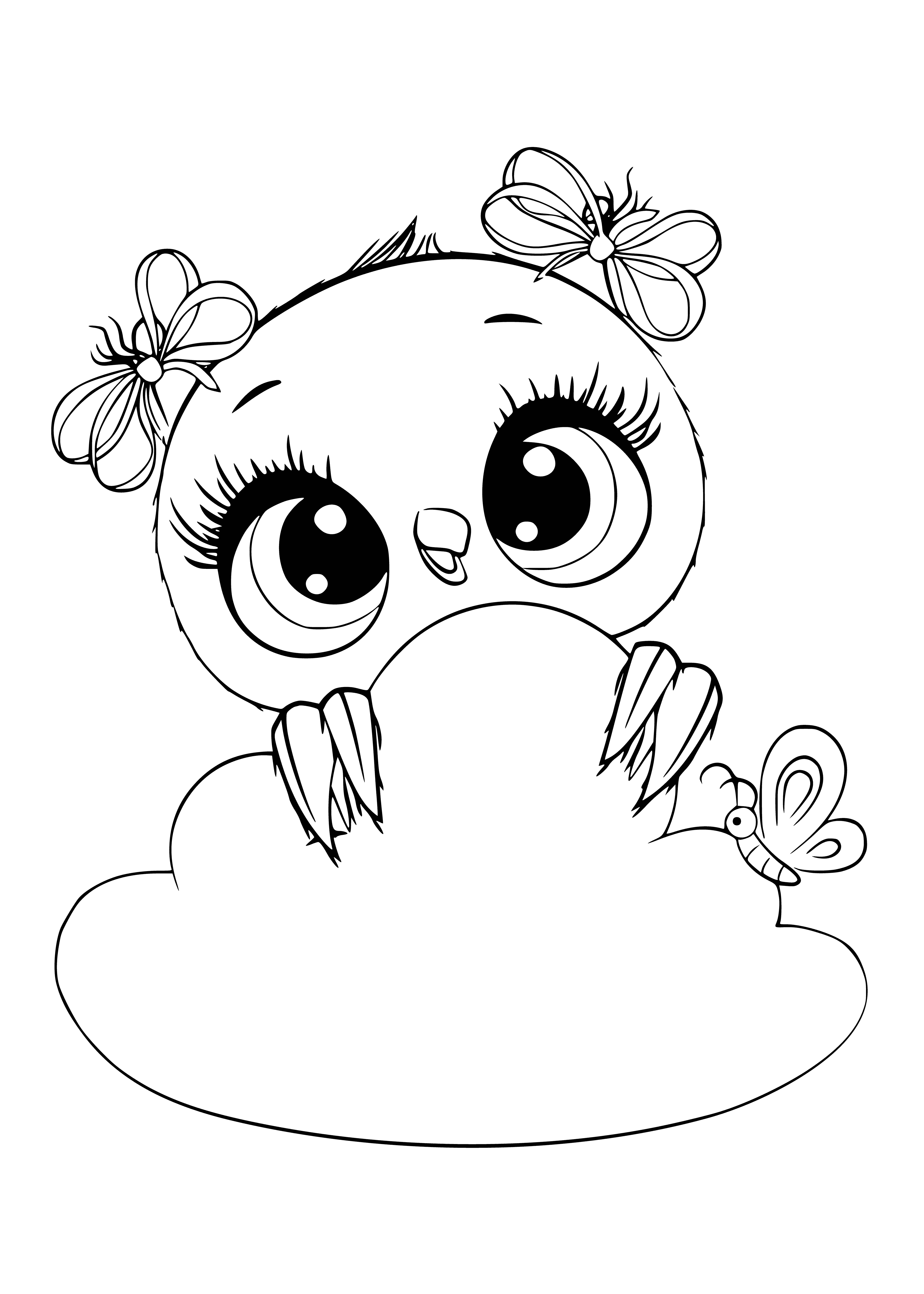 Chicken and cloud coloring page