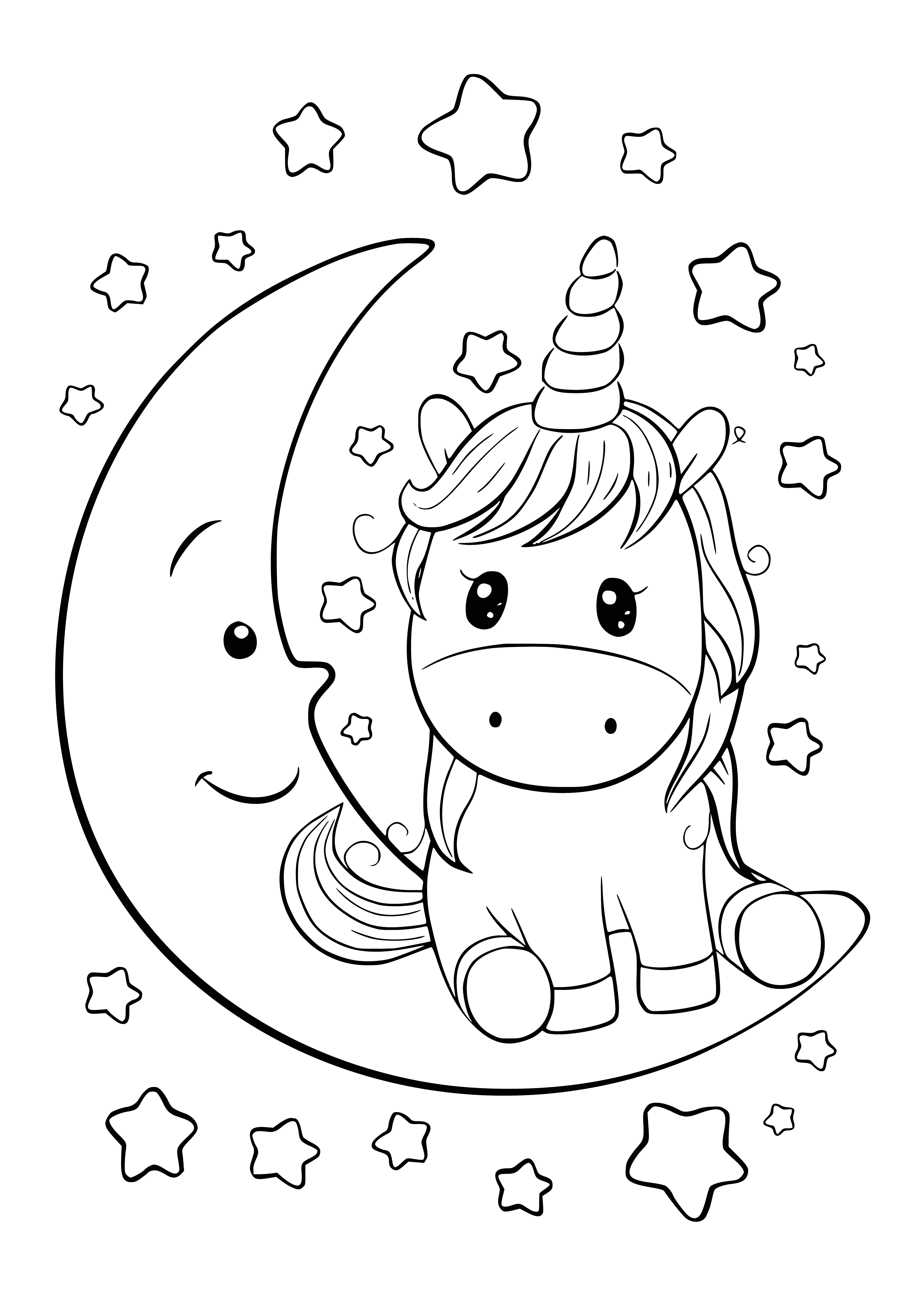 coloring page: A colorful unicorn with big eyes and a cute face to color! #Coloring #Unicorns