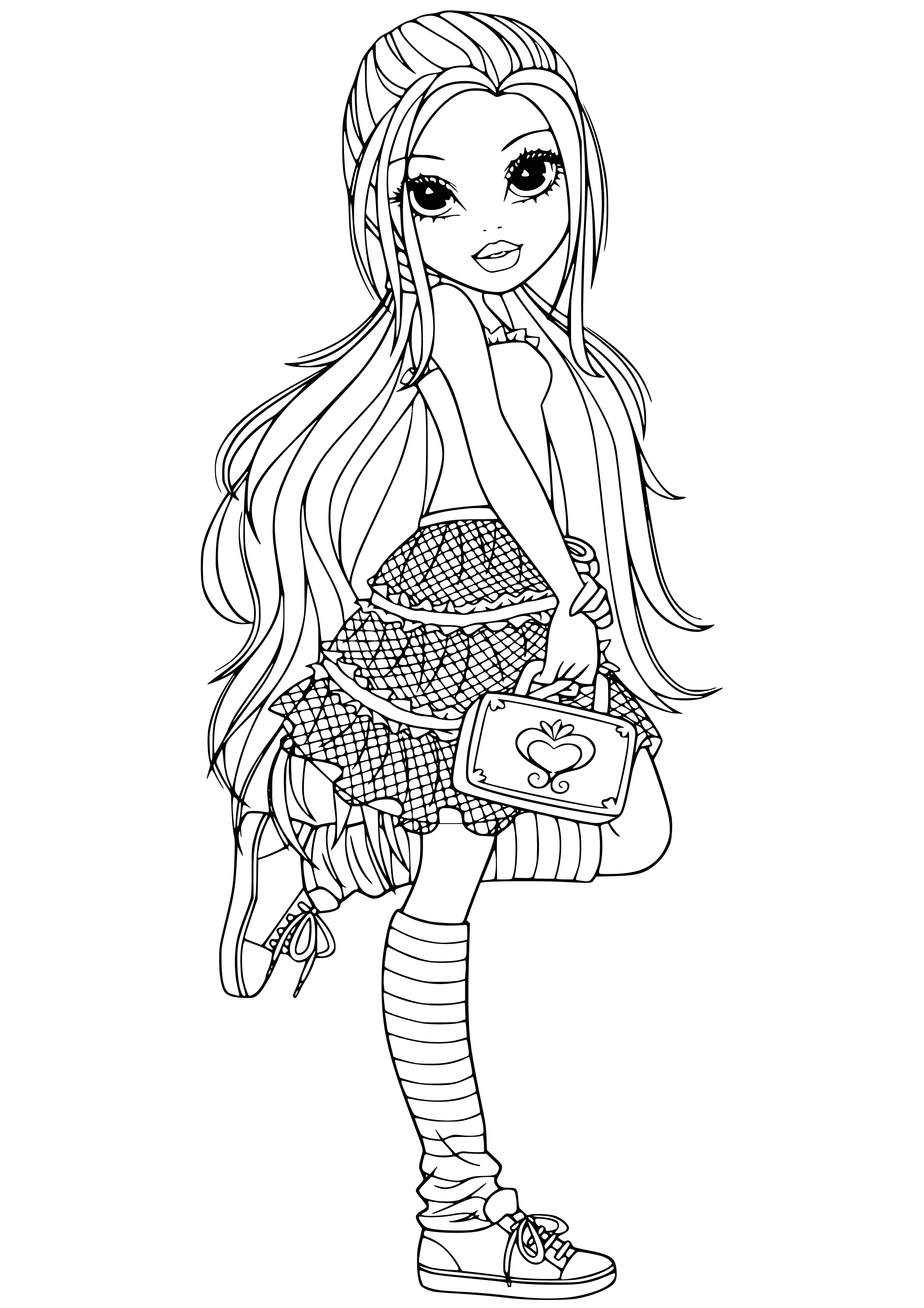 coloring page: Avery is a joyful, independent Moxie Girl who loves to explore and share her knowledge. She's a true friend who has your back.