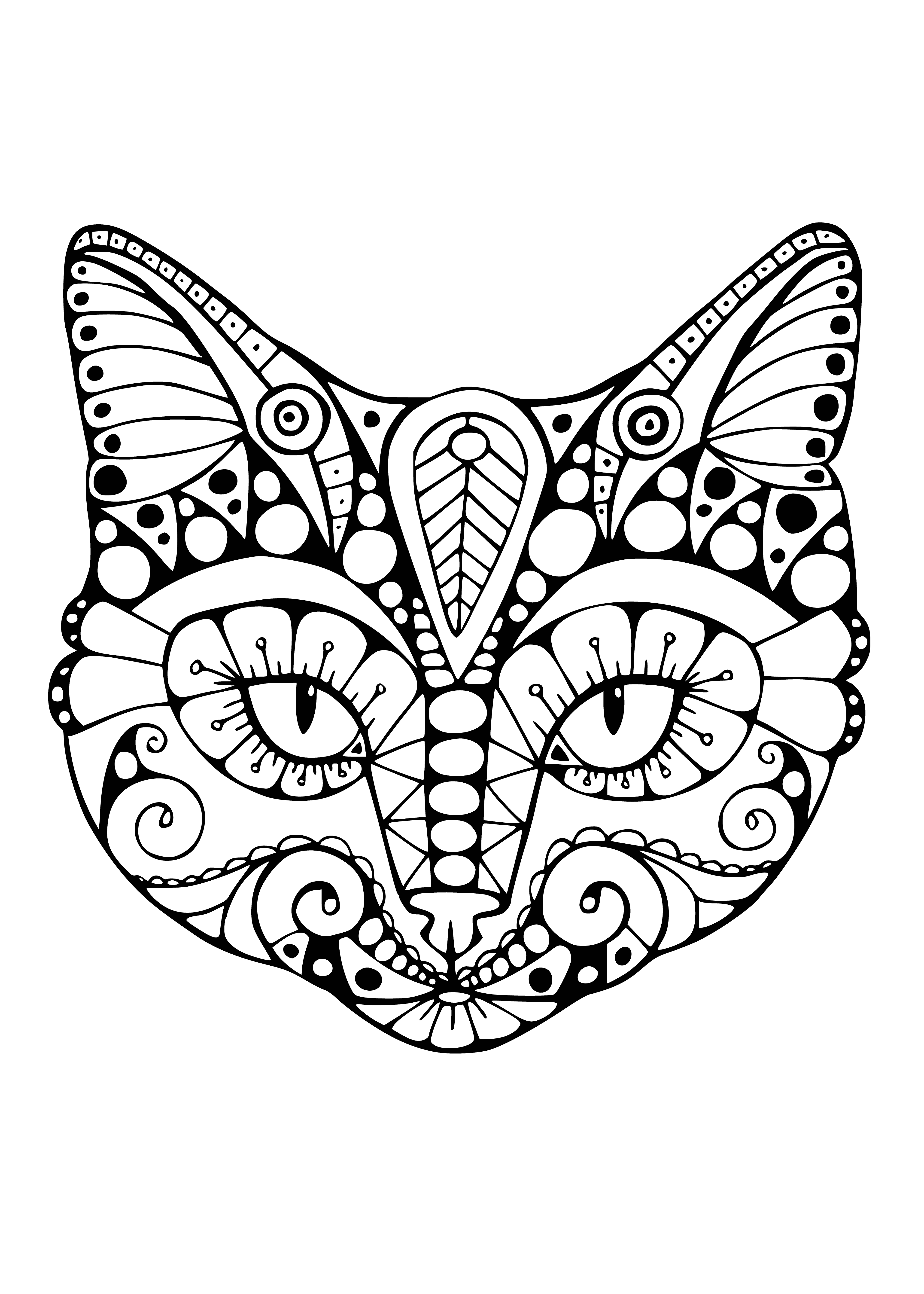 coloring page: Cute and relaxing cats coloring pages show cats in various situations, from perching atop books to meditating and playing with yarn. Enjoyable to color in!