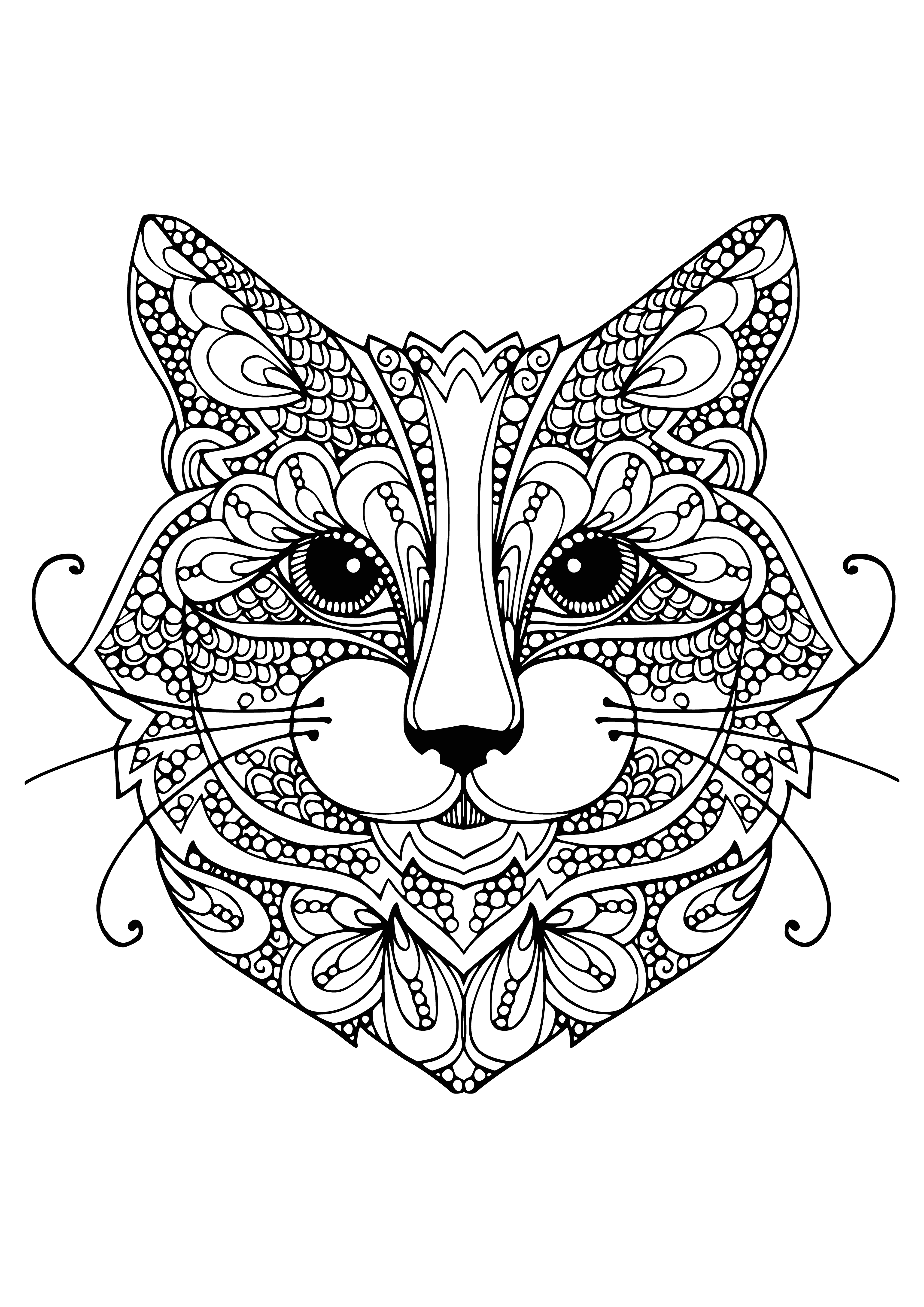 coloring page: Relax and color! Adorable cats in different settings await. For cat lovers of all ages. Enjoy a fun, calming coloring experience.
