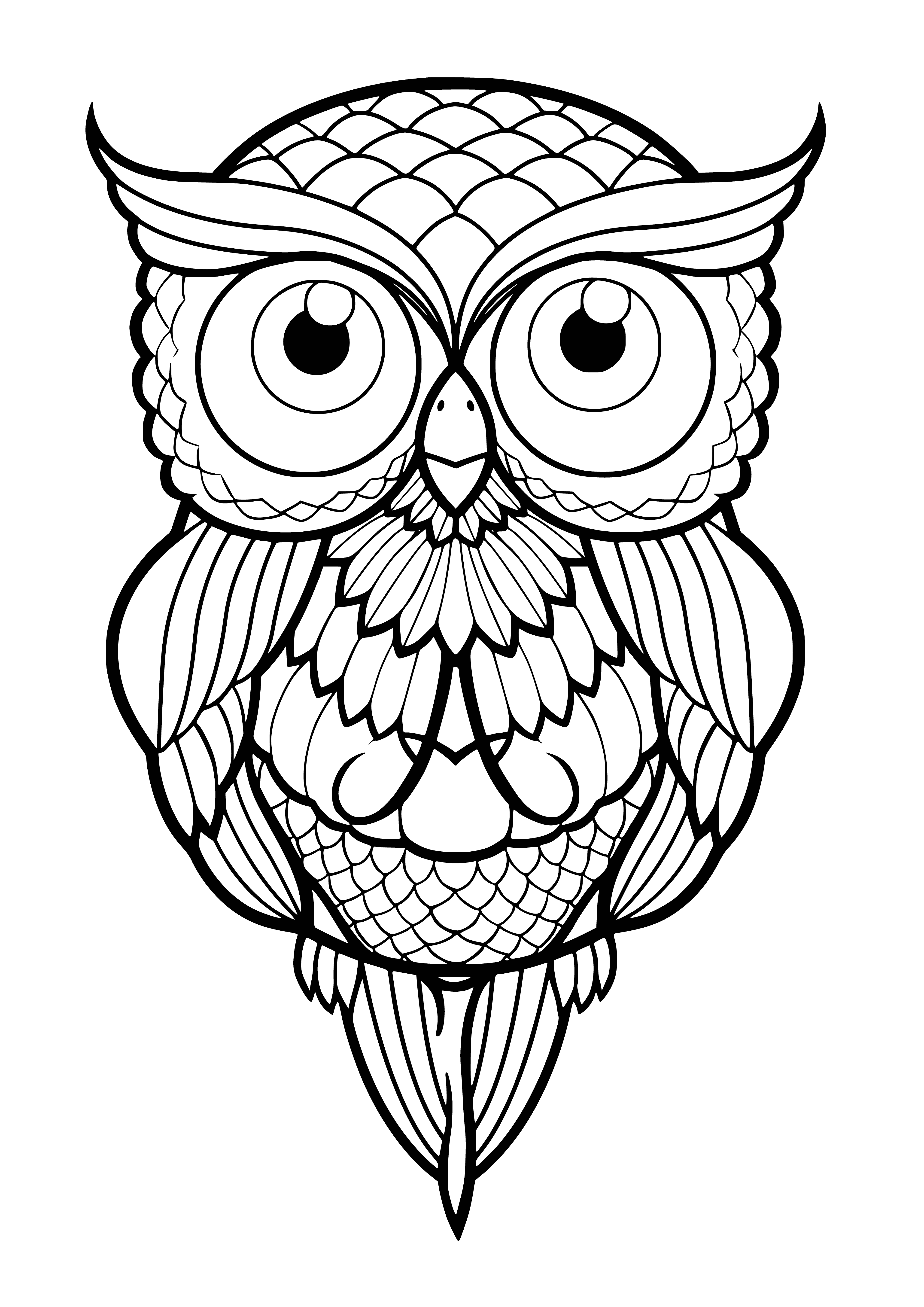 coloring page: Coloring page of a big owl surrounded by smaller ones with various patterns--fun for relieving stress! #coloring #antistressowls #owls