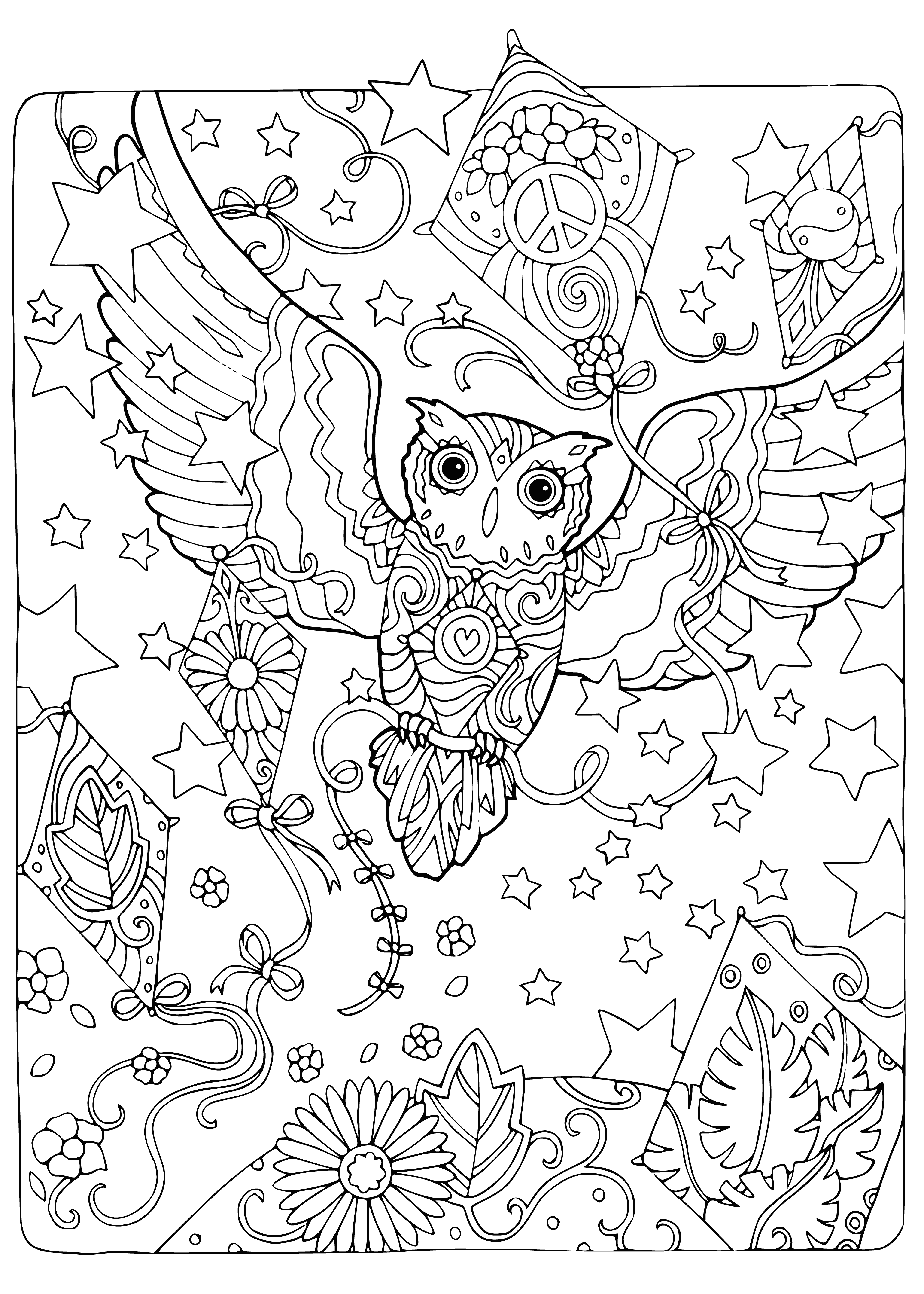 Flying a kite coloring page