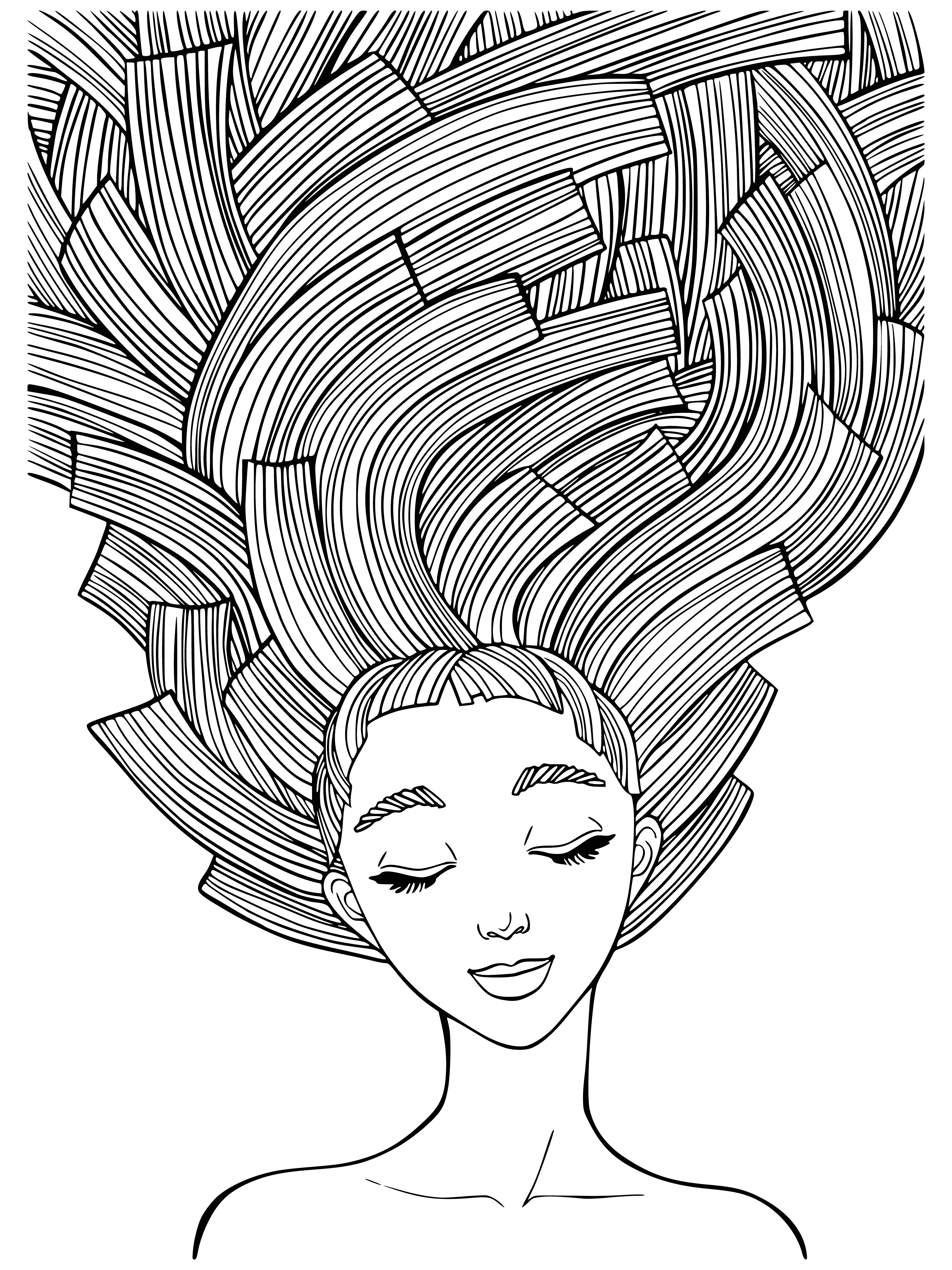 Long hair coloring page