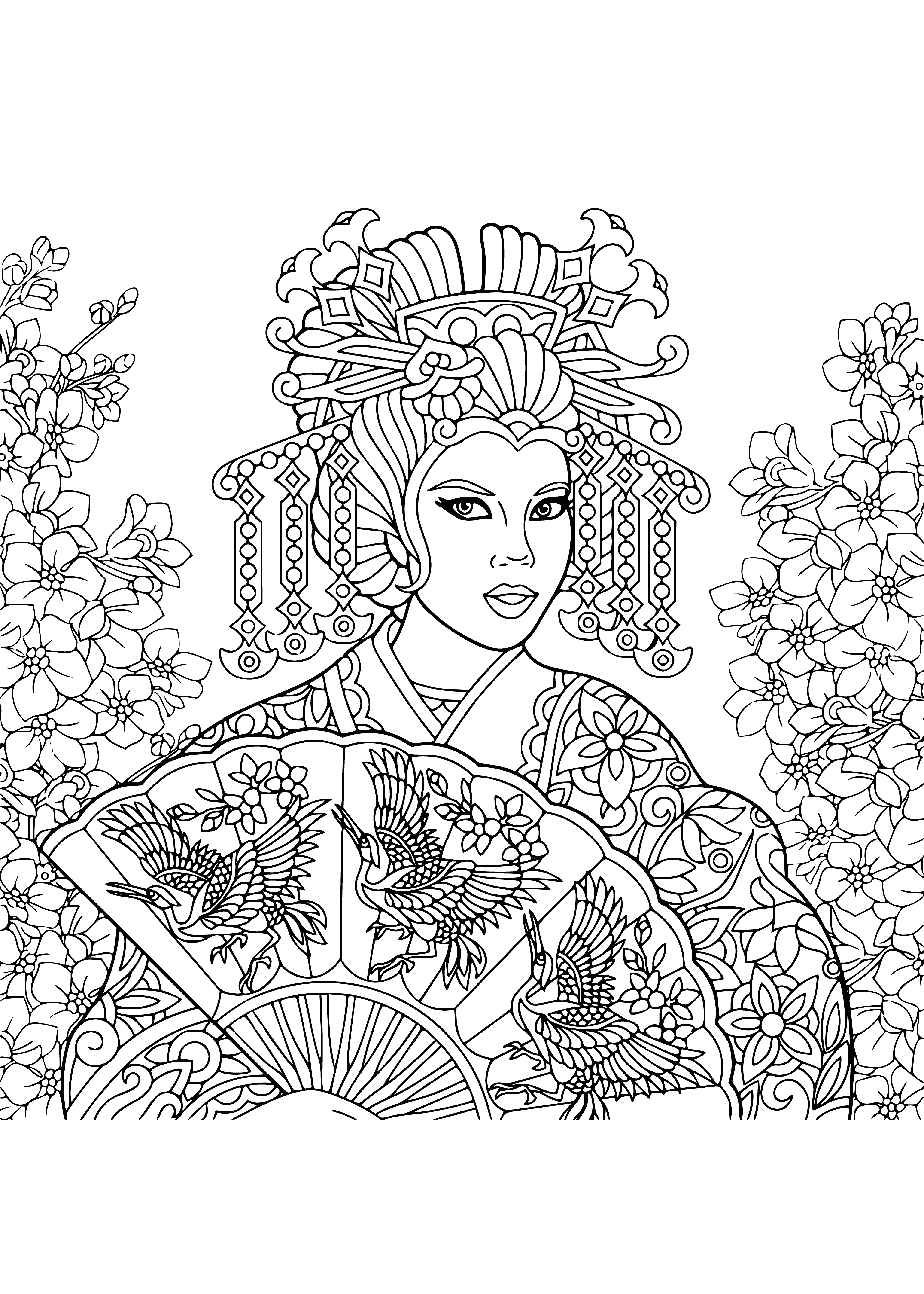 Girl with a fairy coloring page