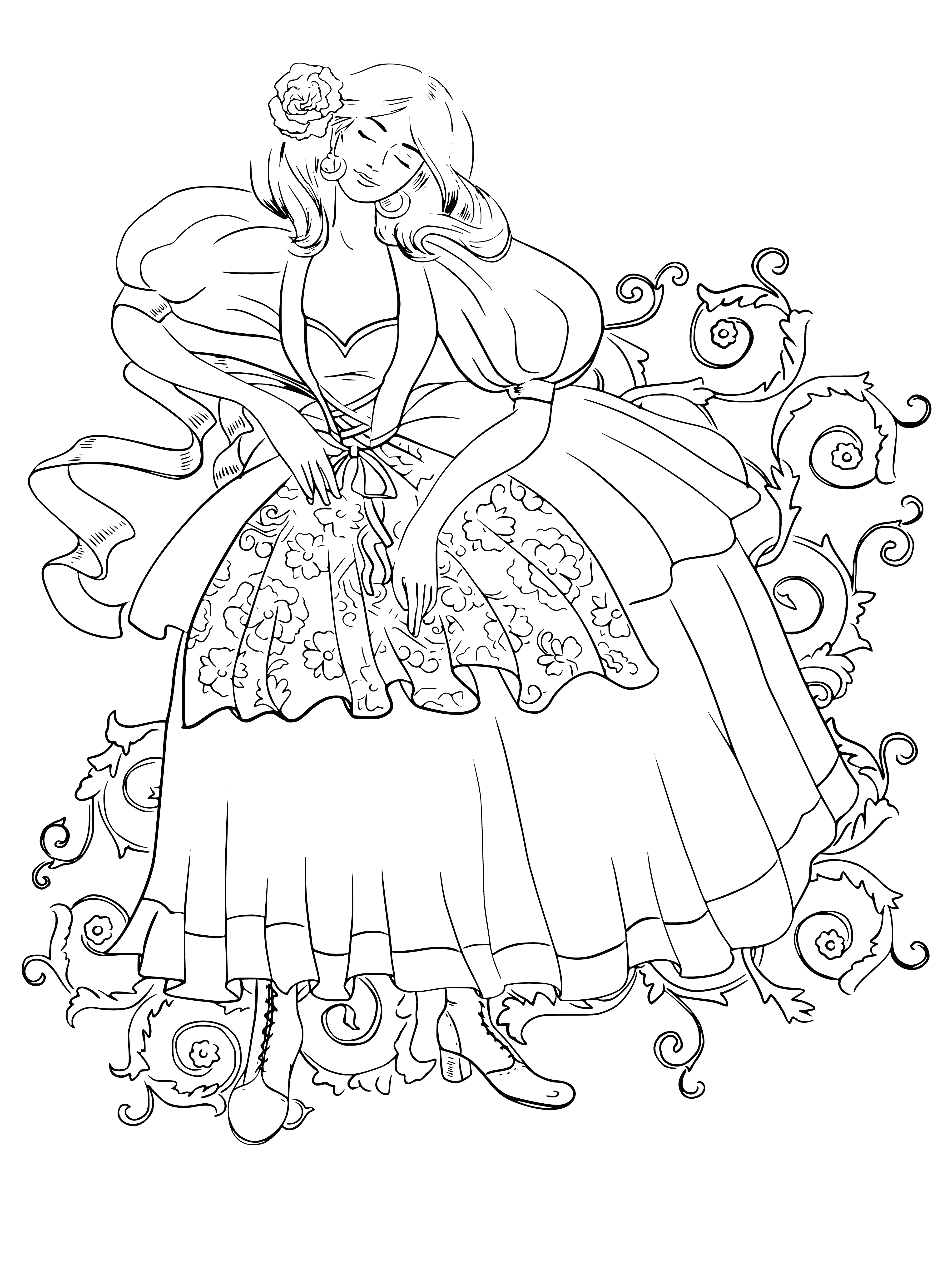 Fluffy dress coloring page