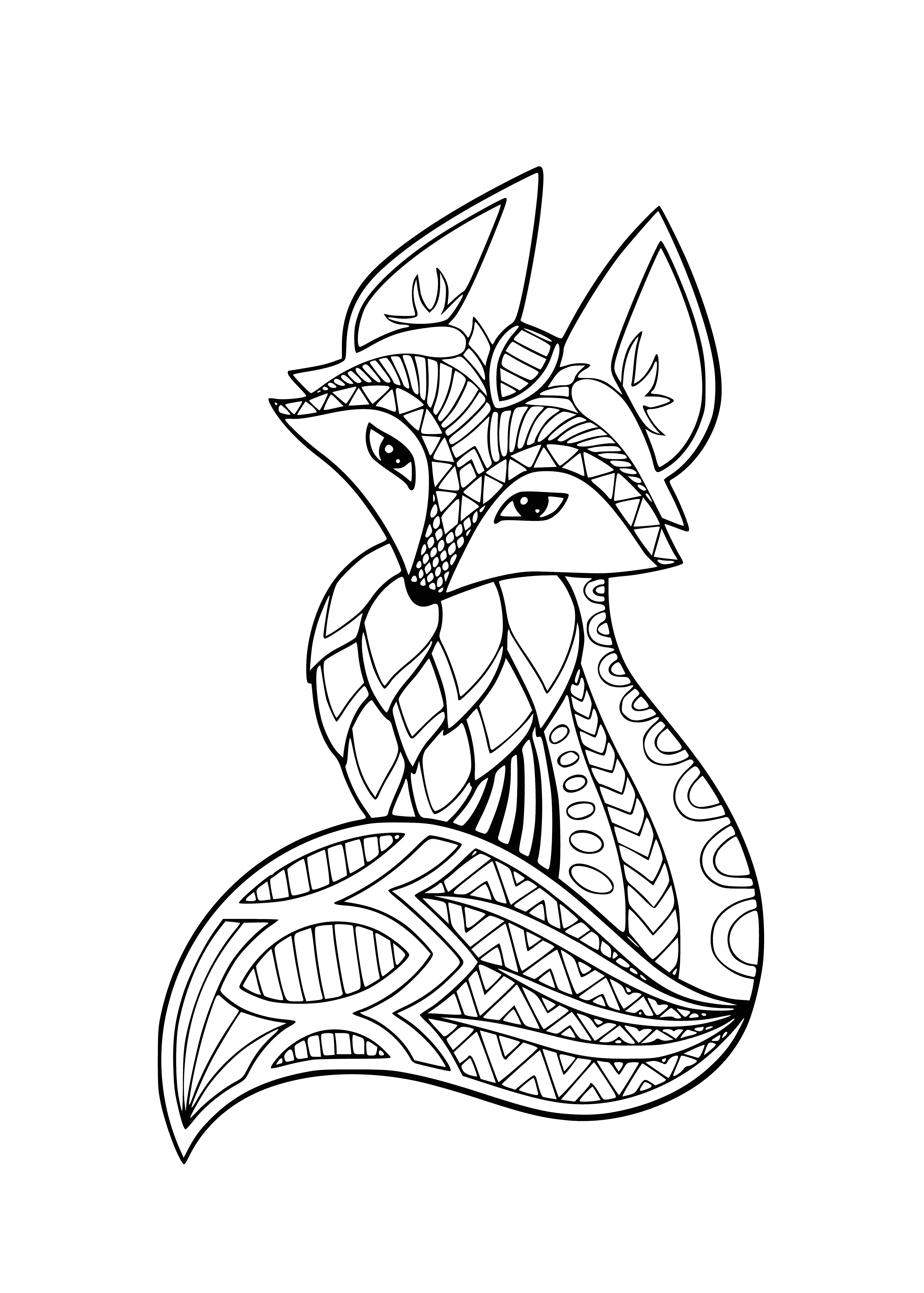 Sweet fox coloring page