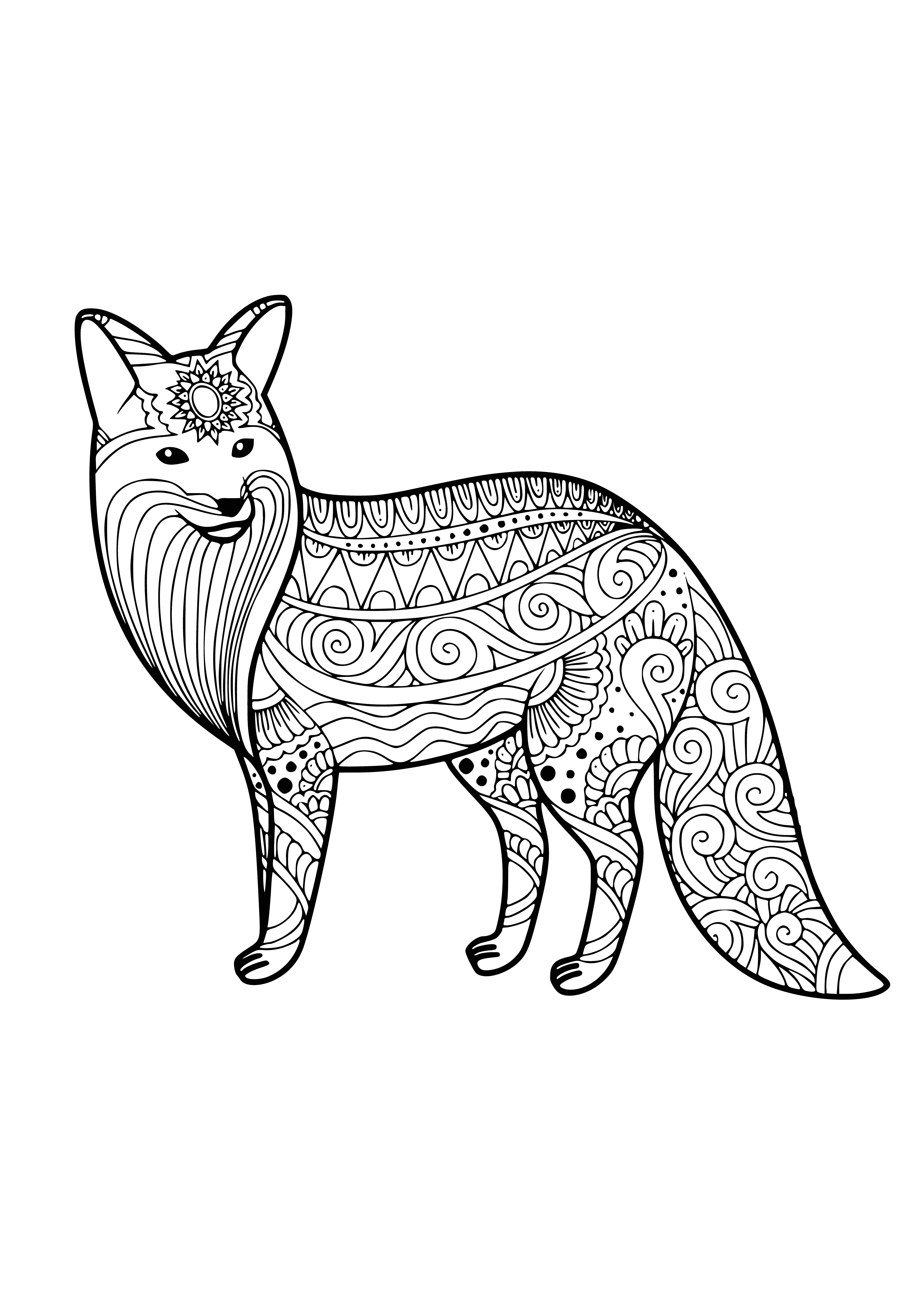 coloring page: Vibrant-colored fox looks innocent and playful. #nature