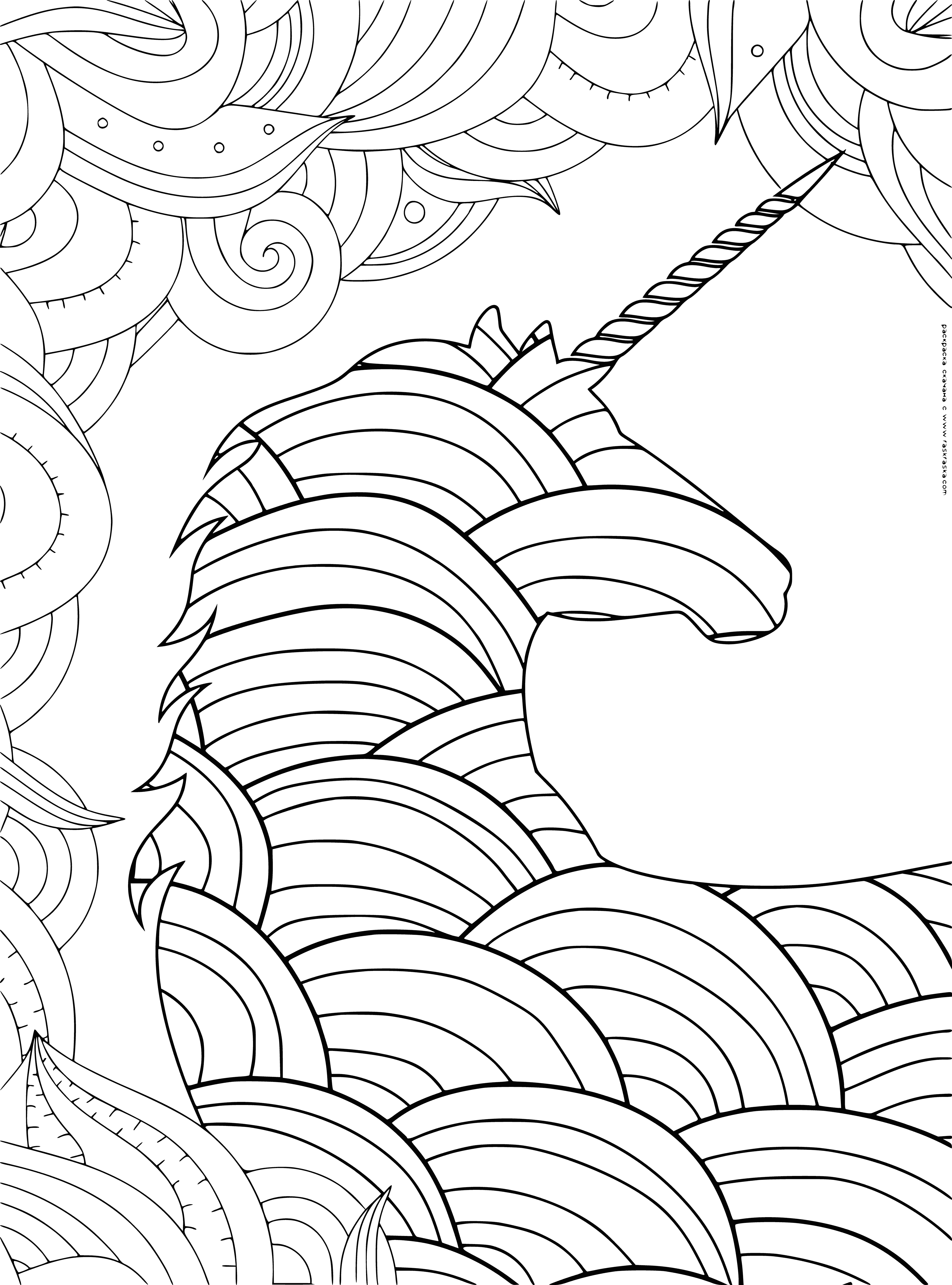 coloring page: Creative anti-stress unicorns colouring page - A majestic creature surrounded by stars & sparkles, perfect for a peaceful & calming colouring experience.