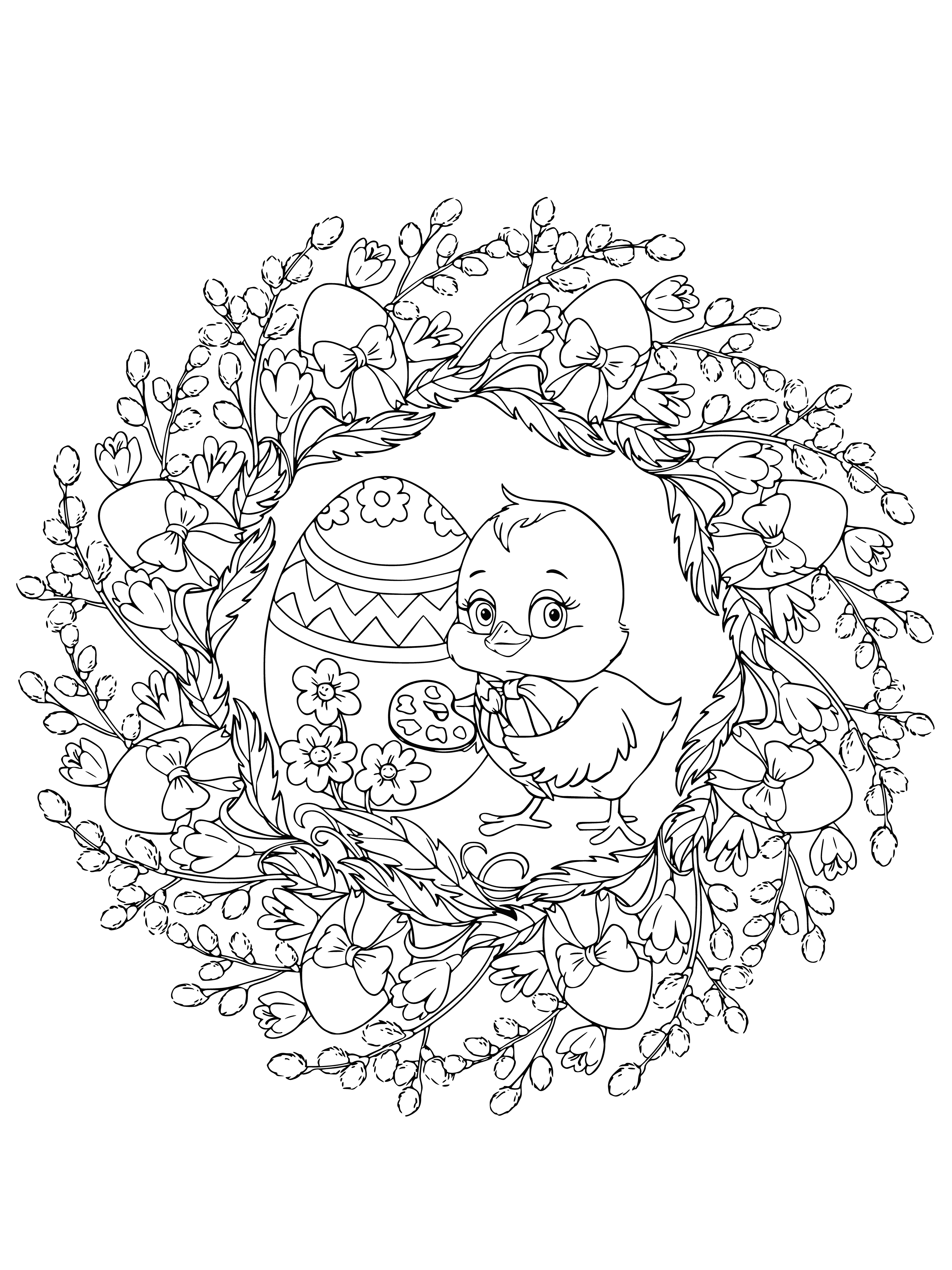 coloring page: Coloring pages feature Easter bunny, basket of eggs, nest w/ eggs, bunny & egg. #Easter #coloringpages