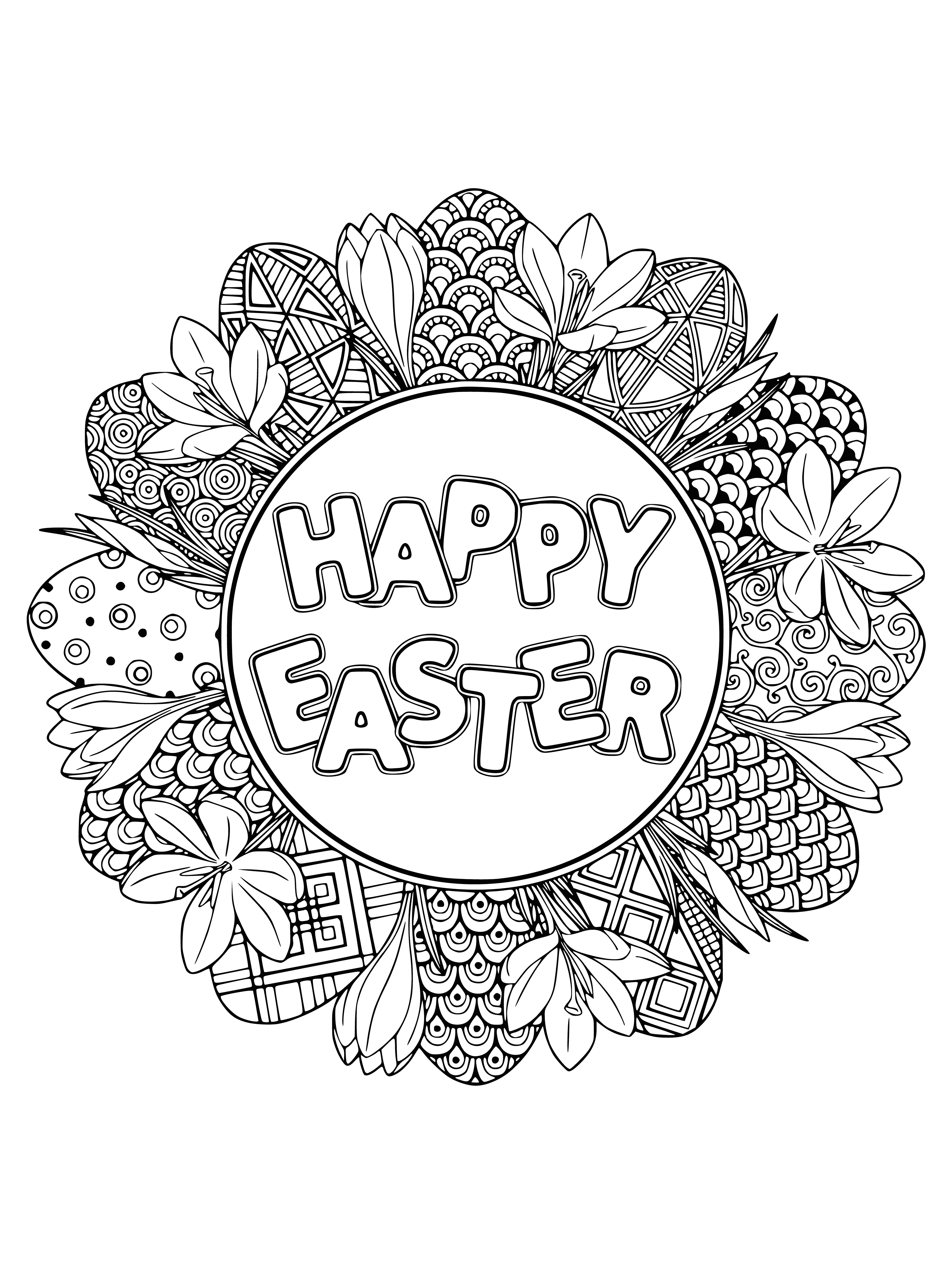 Happy easter coloring page
