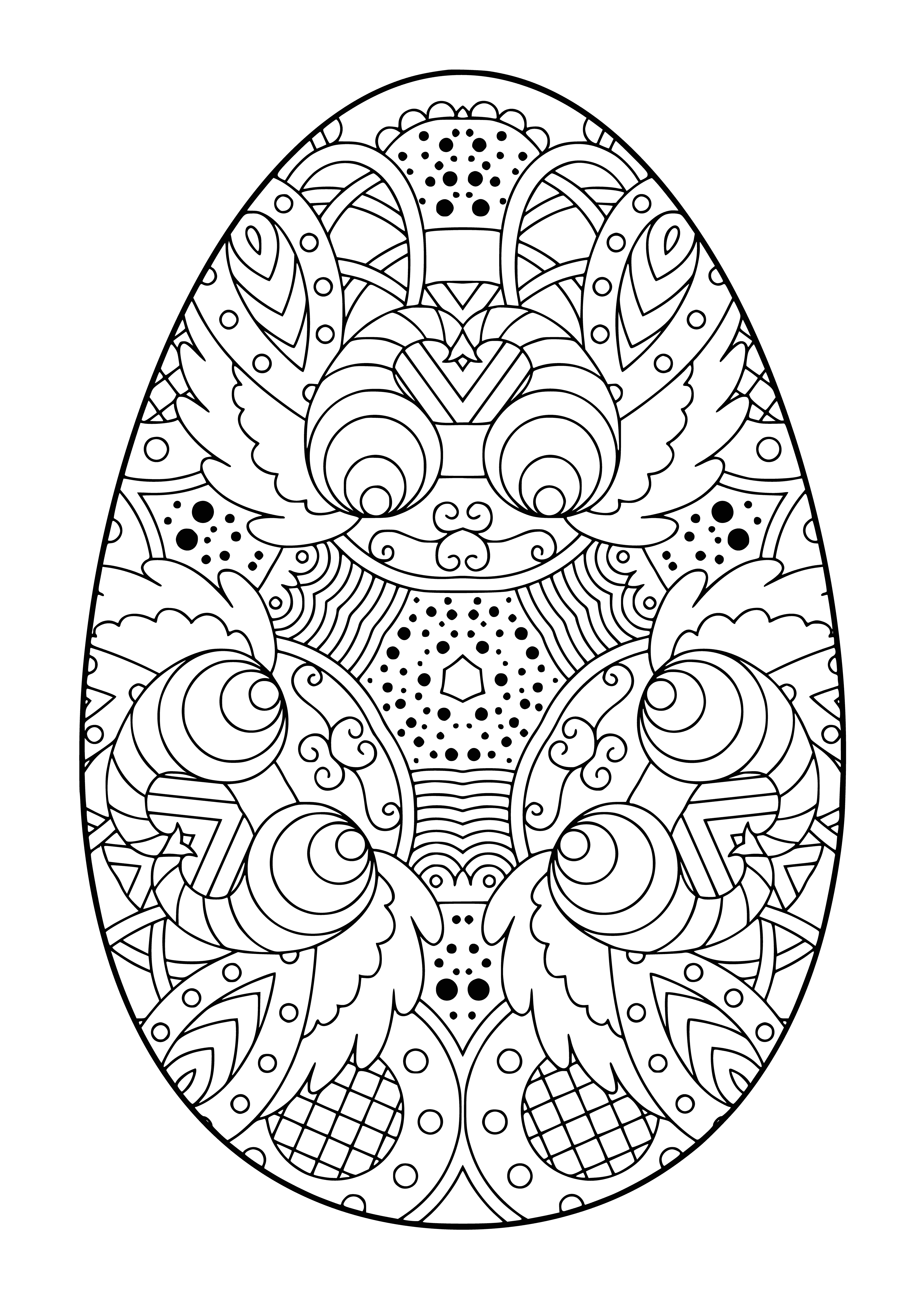 coloring page: Coloring page of Easter egg with patterns and colors to decorate.