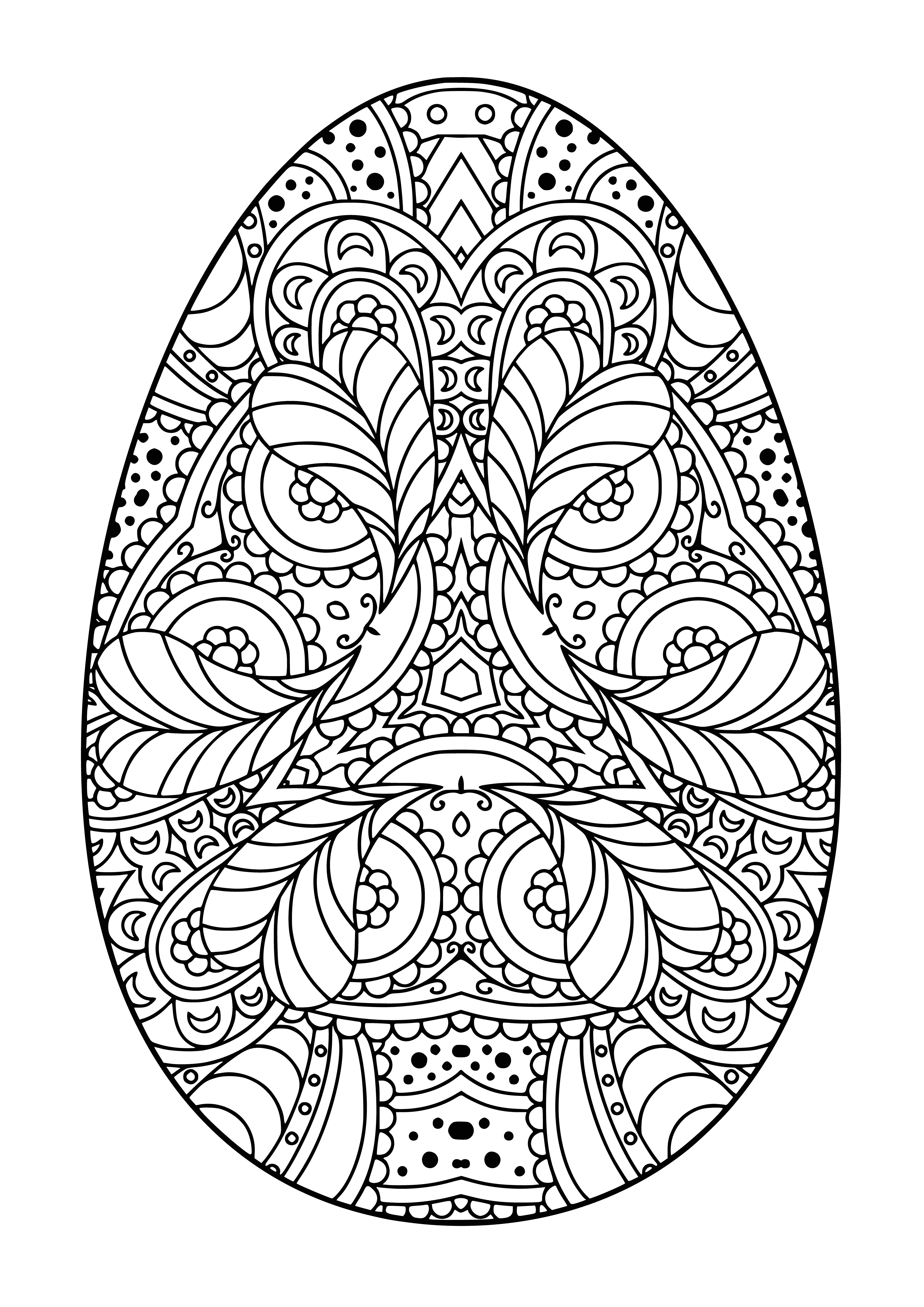 coloring page: Coloring pages of plain & decorated Easter eggs with people & animals. #Easter