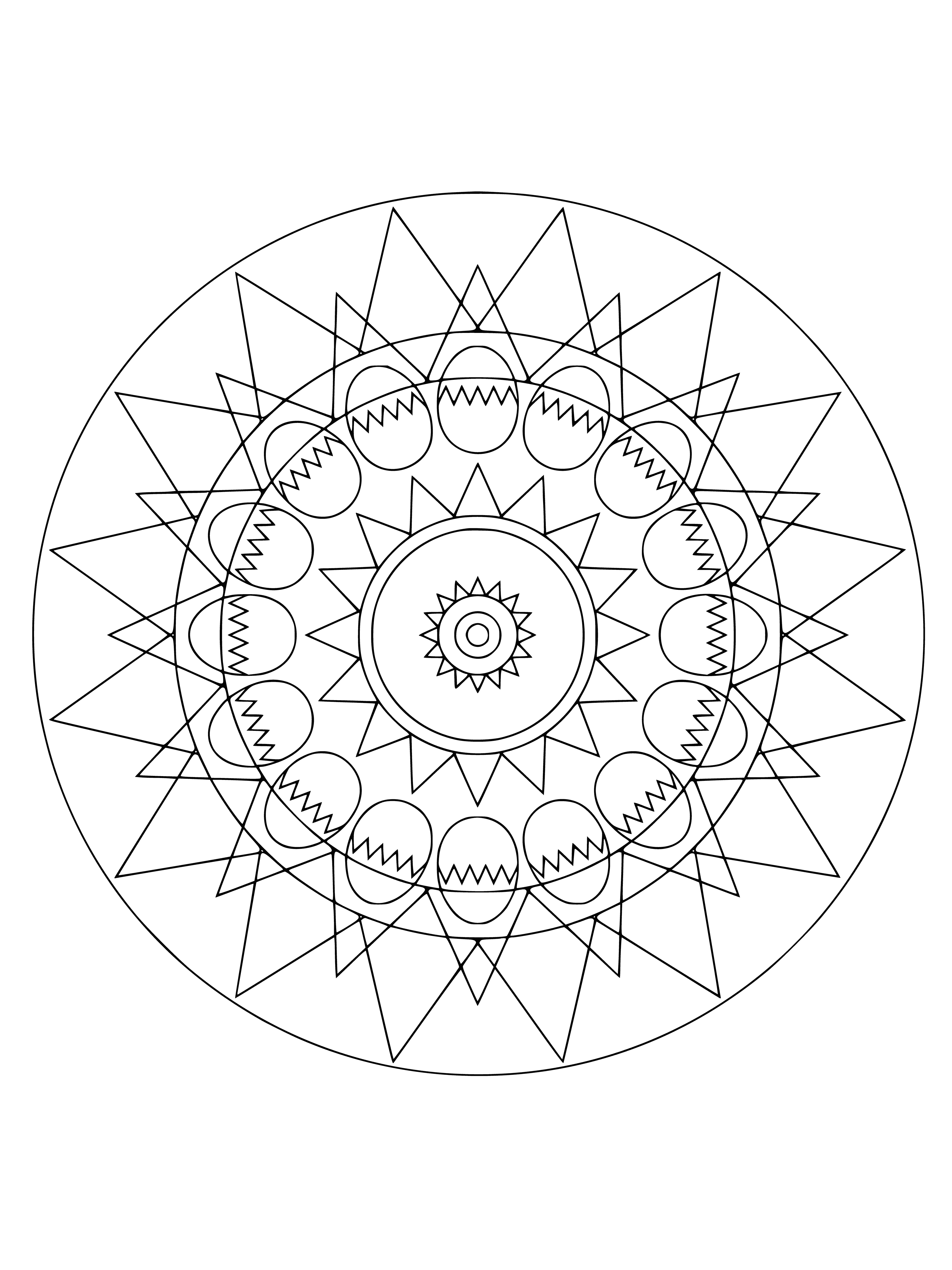 coloring page: An Easter mandala coloring page featuring eggs, bunnies and more for meditation & artistic expression.