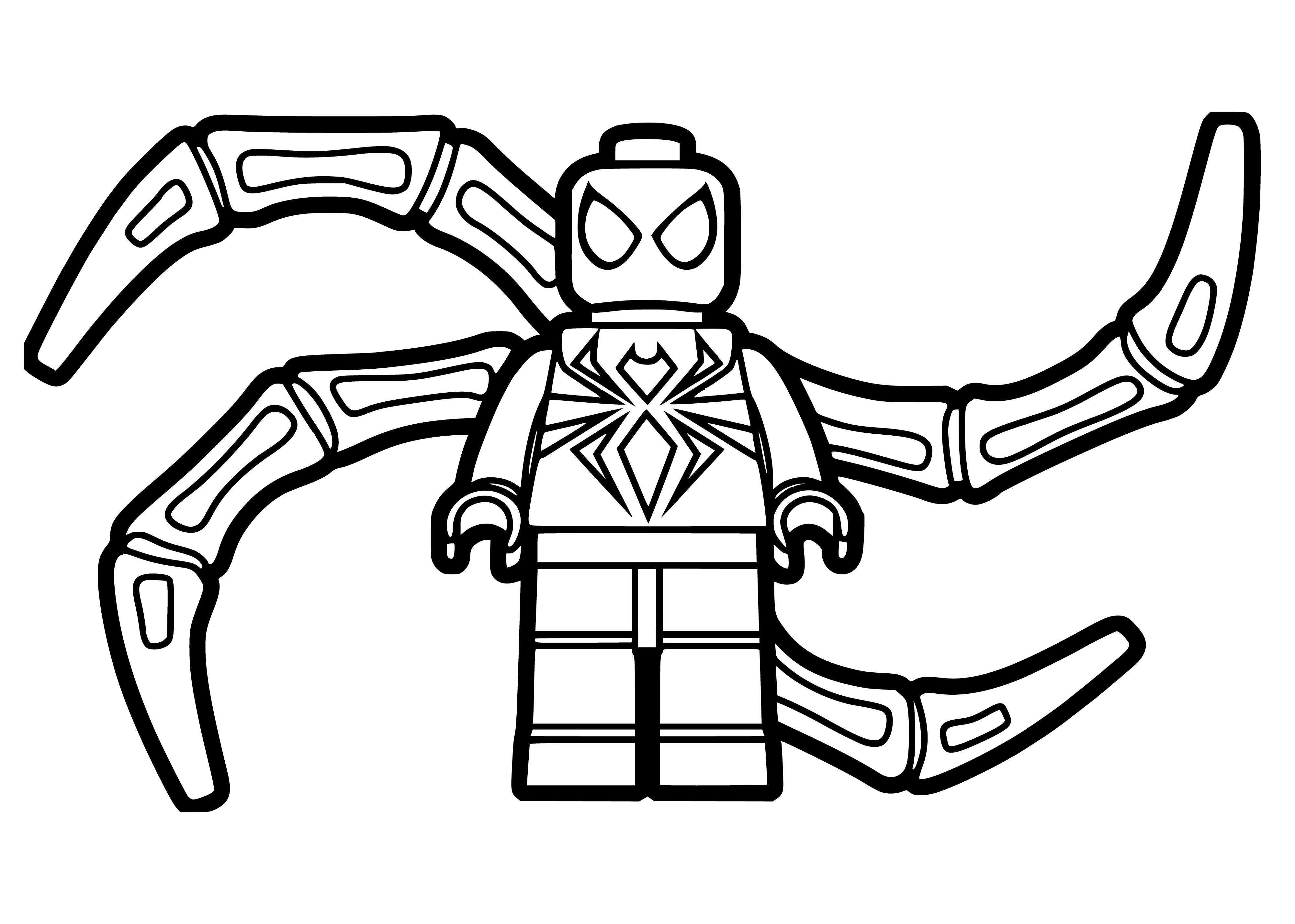 coloring page: Spiderman is a superhero fighting against evil using his web to swing between buildings.