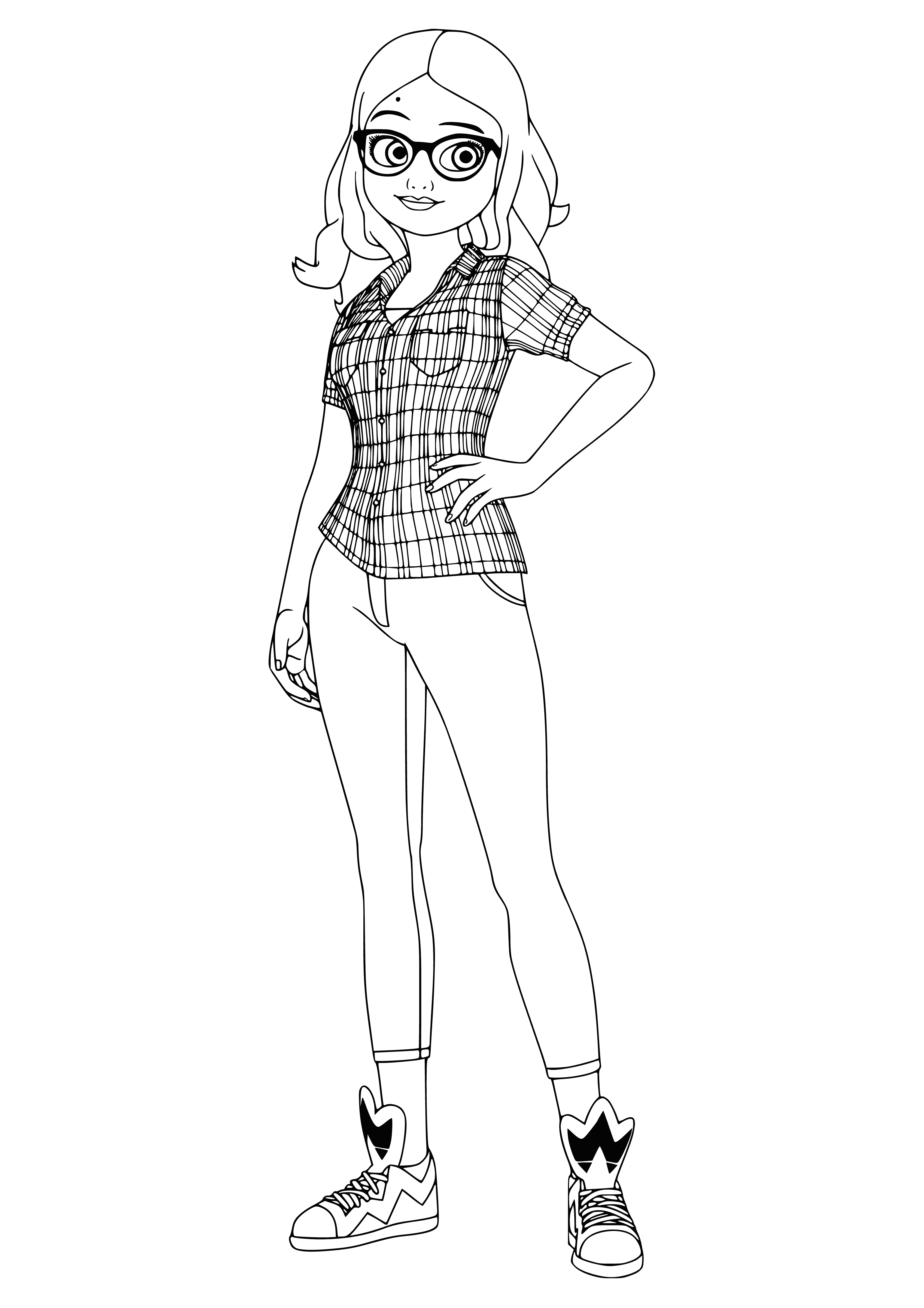 coloring page: A woman stands at a law enforcement building with a sign "Ala Cesar”; crowd gathered around her demands "Free Ladybug!" and "We Love Ladybug!" #protests #Ladybug