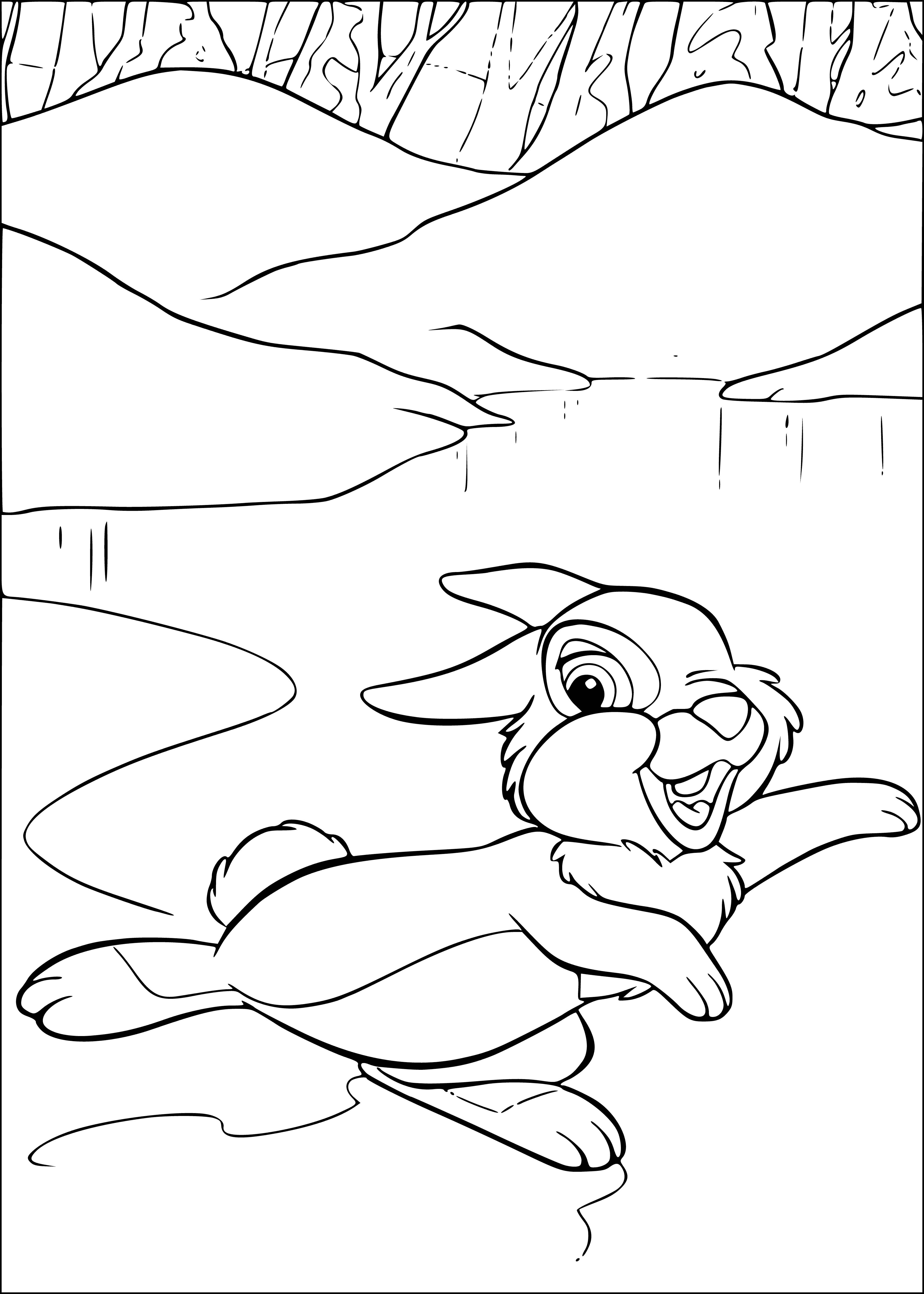 Hare on ice coloring page