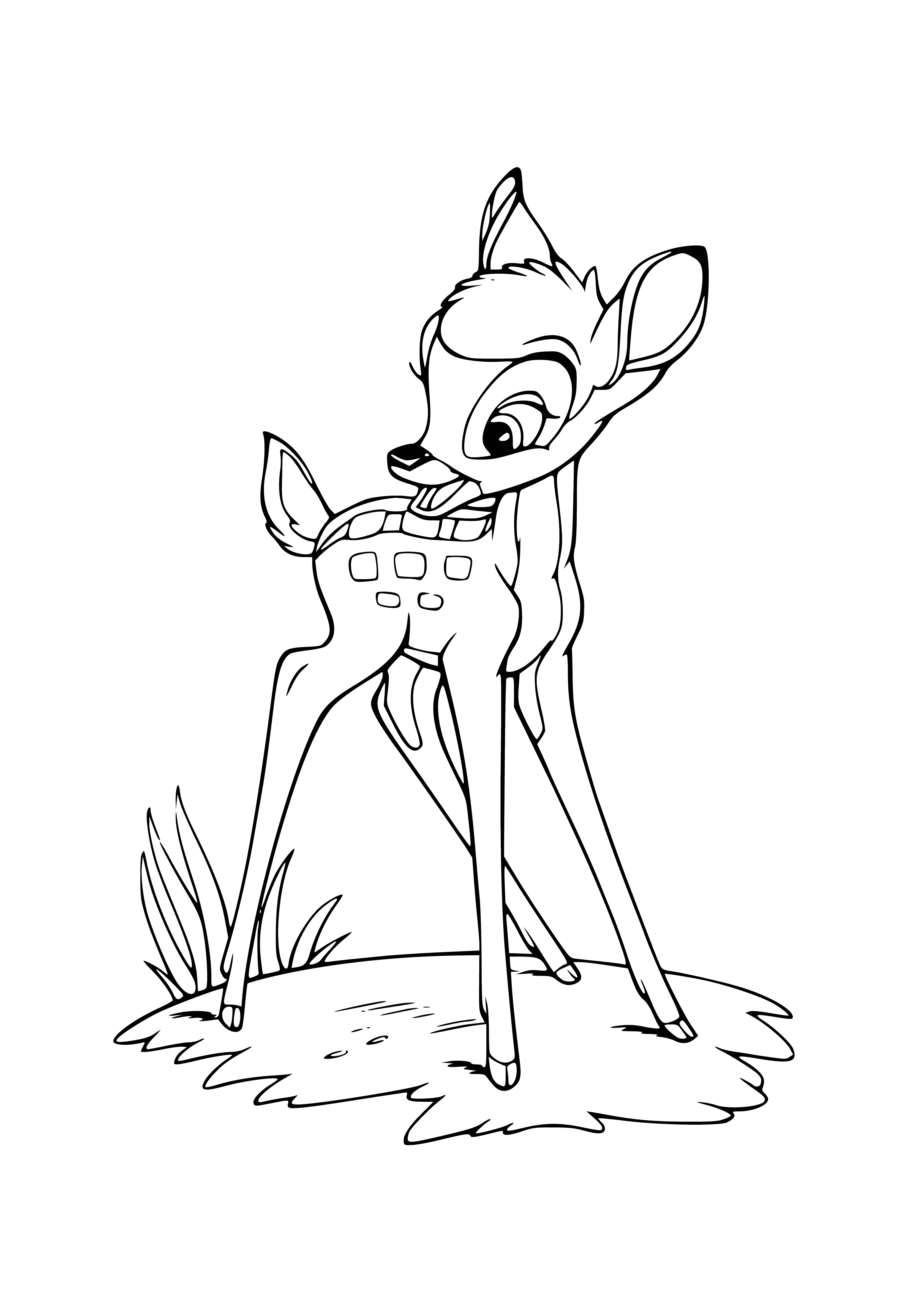 coloring page: Deer lies on the ground, wounded & bloated, with brown fur and closed eyes as seen in the coloring page. #ColoringPages #Deer