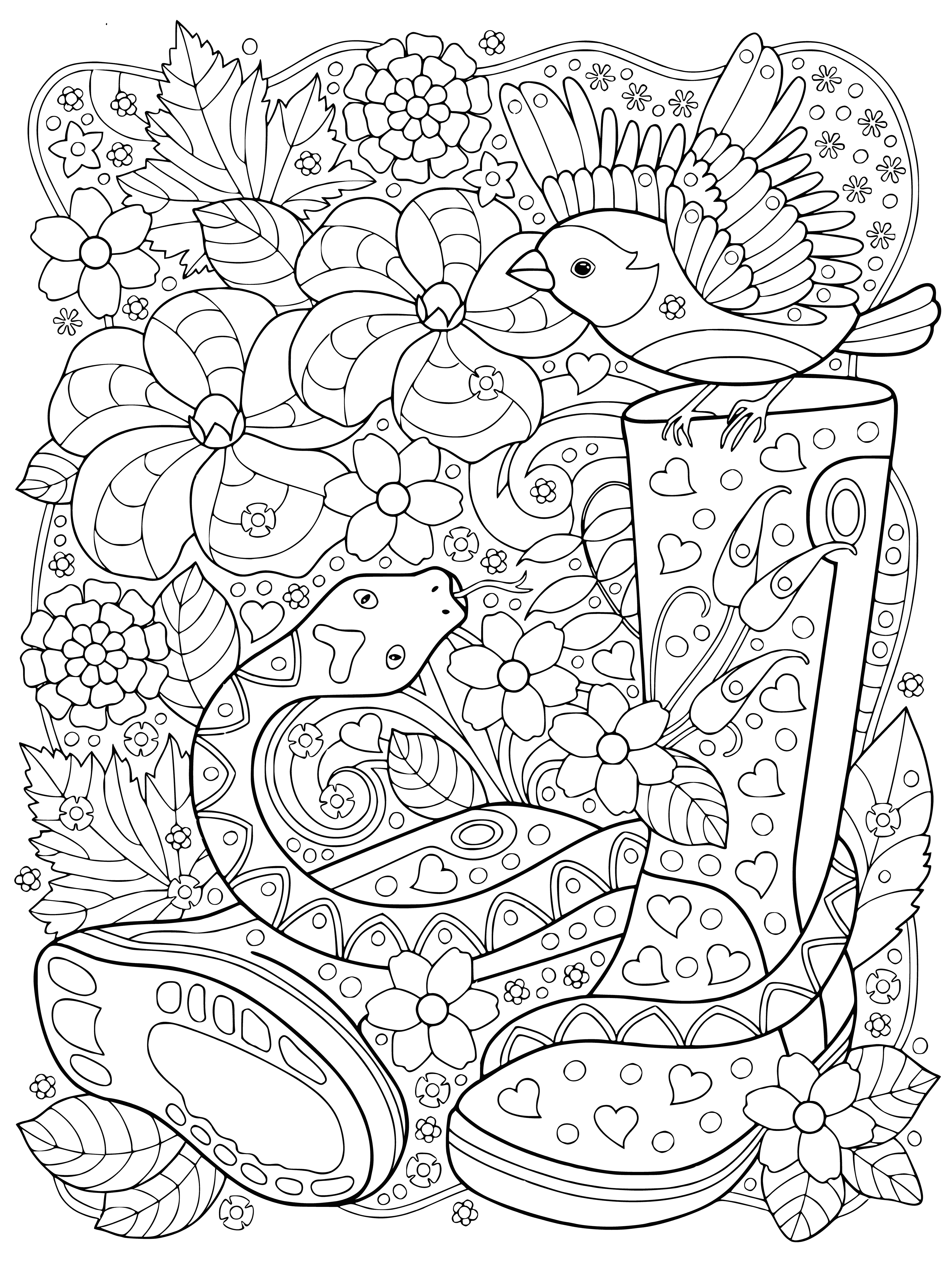 Bird and snake coloring page