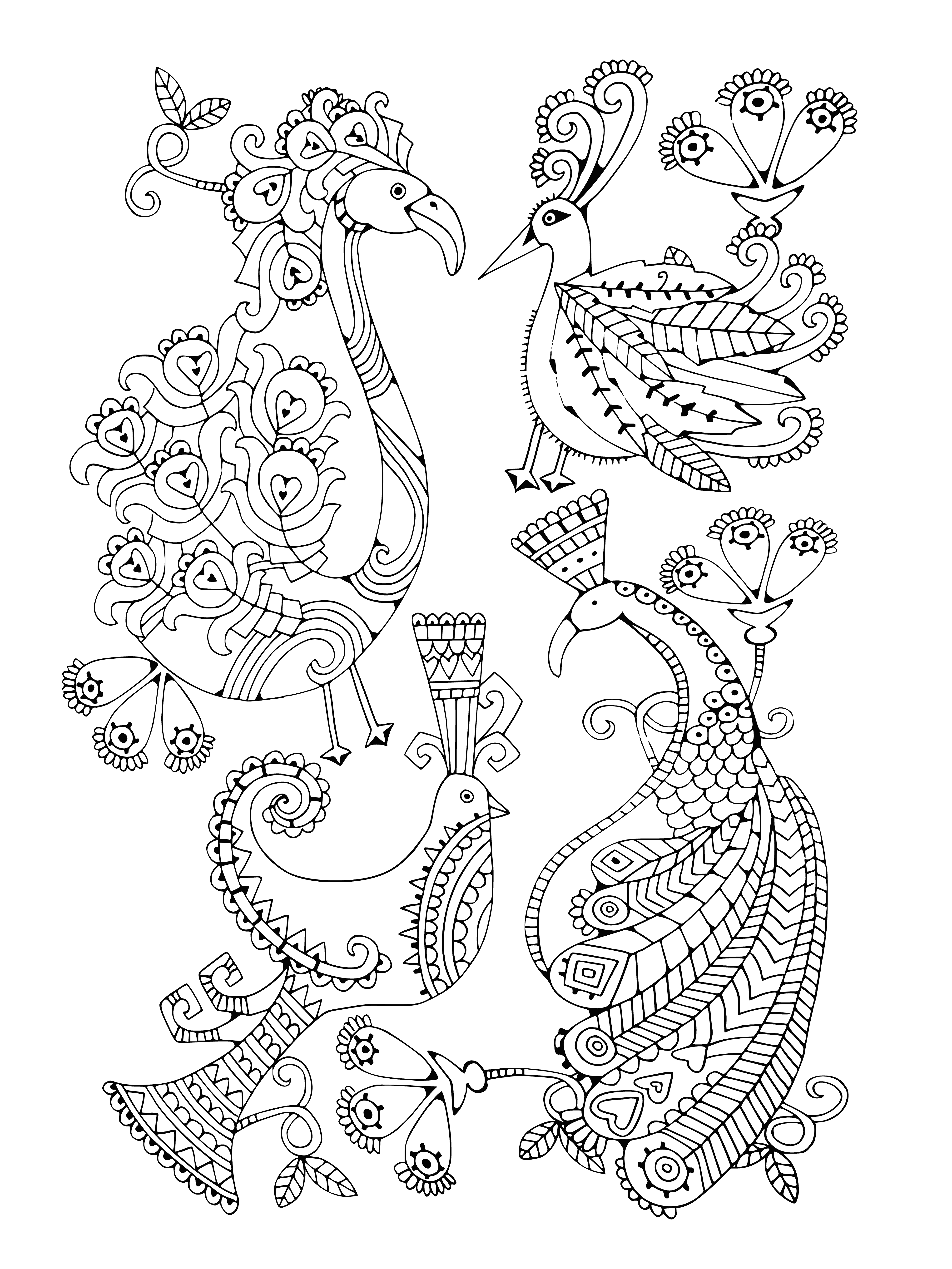 Fabulous birds coloring page