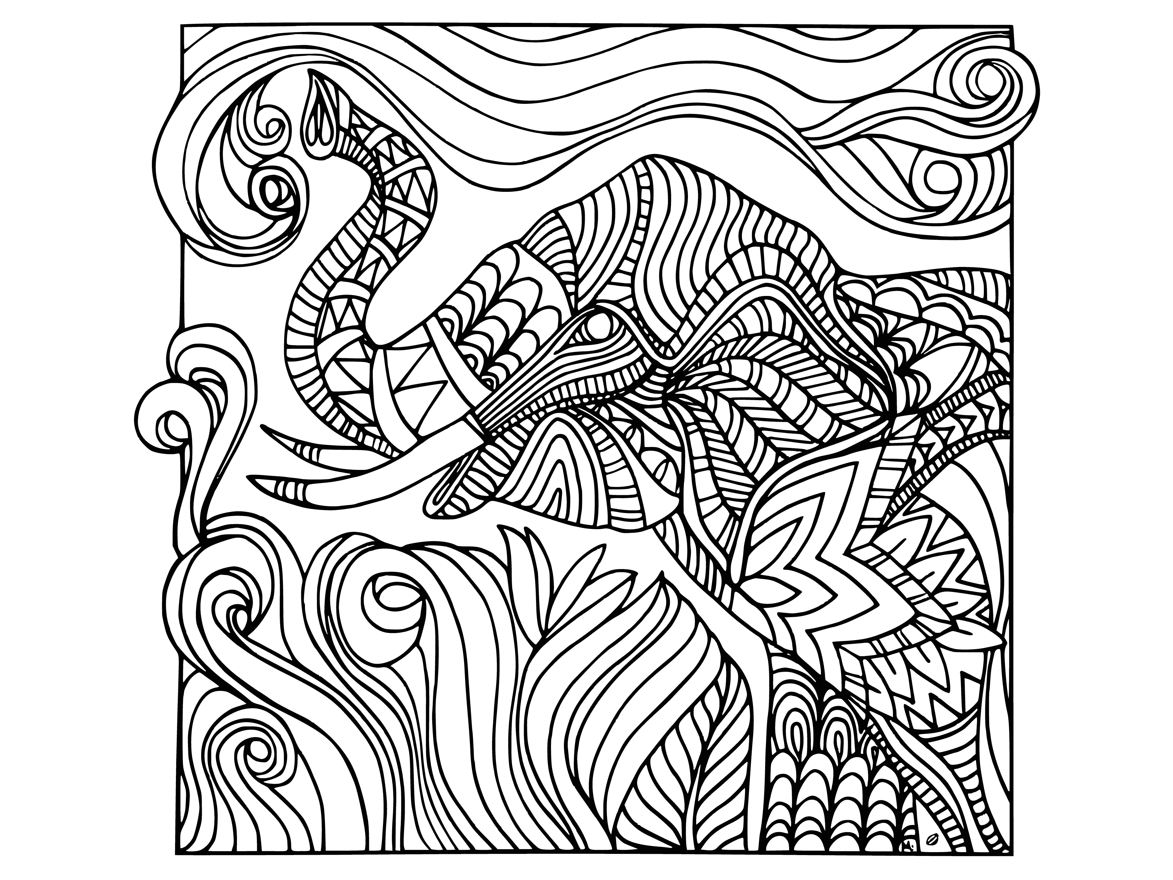 coloring page: Elephant: Large, gray mammal w/ trunk & big ears; gentle creature. #elephant