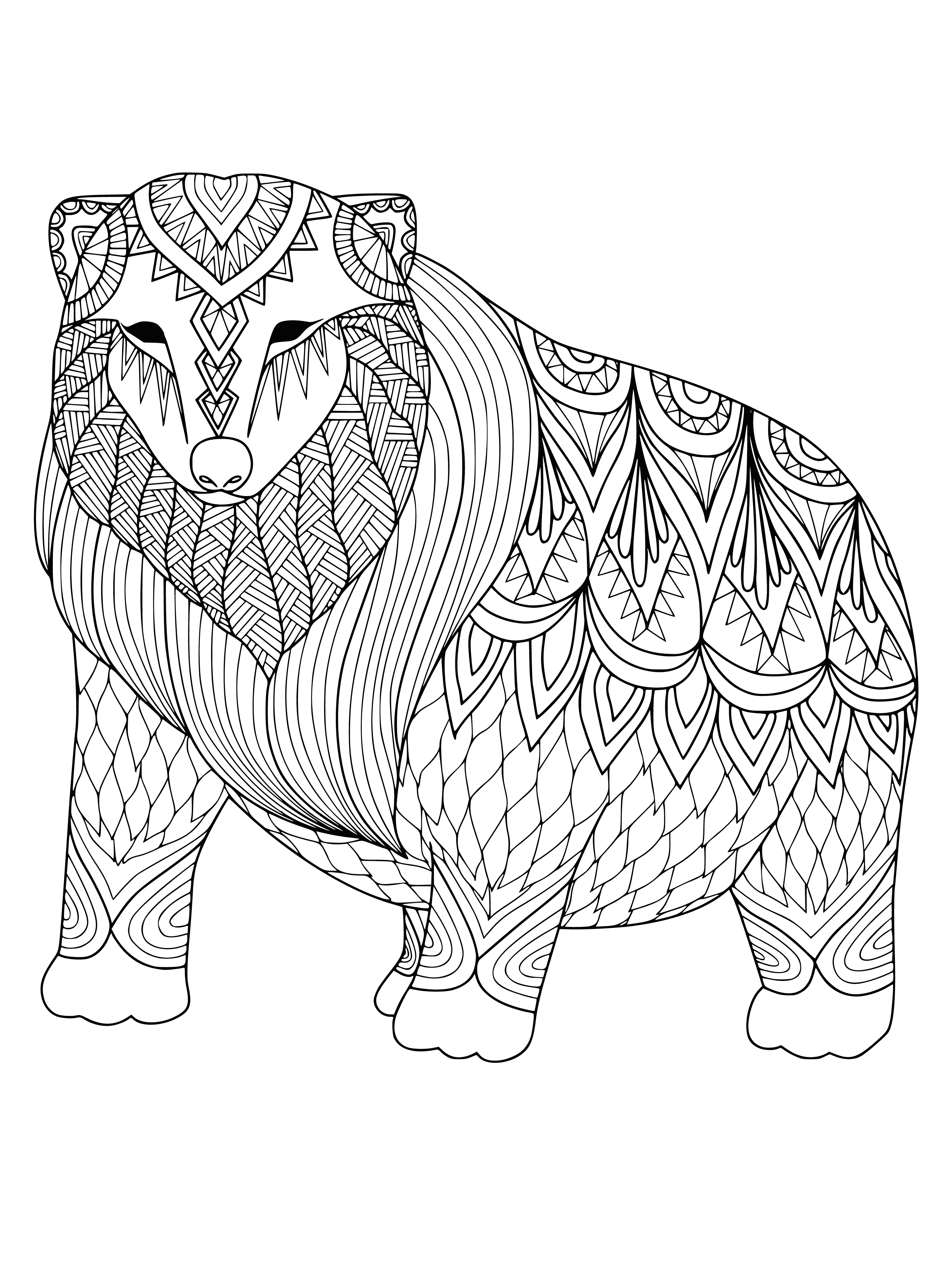 coloring page: Adorable polar bear standing on ice. Has big black eyes, pink tongue, and big claws! #polarbear