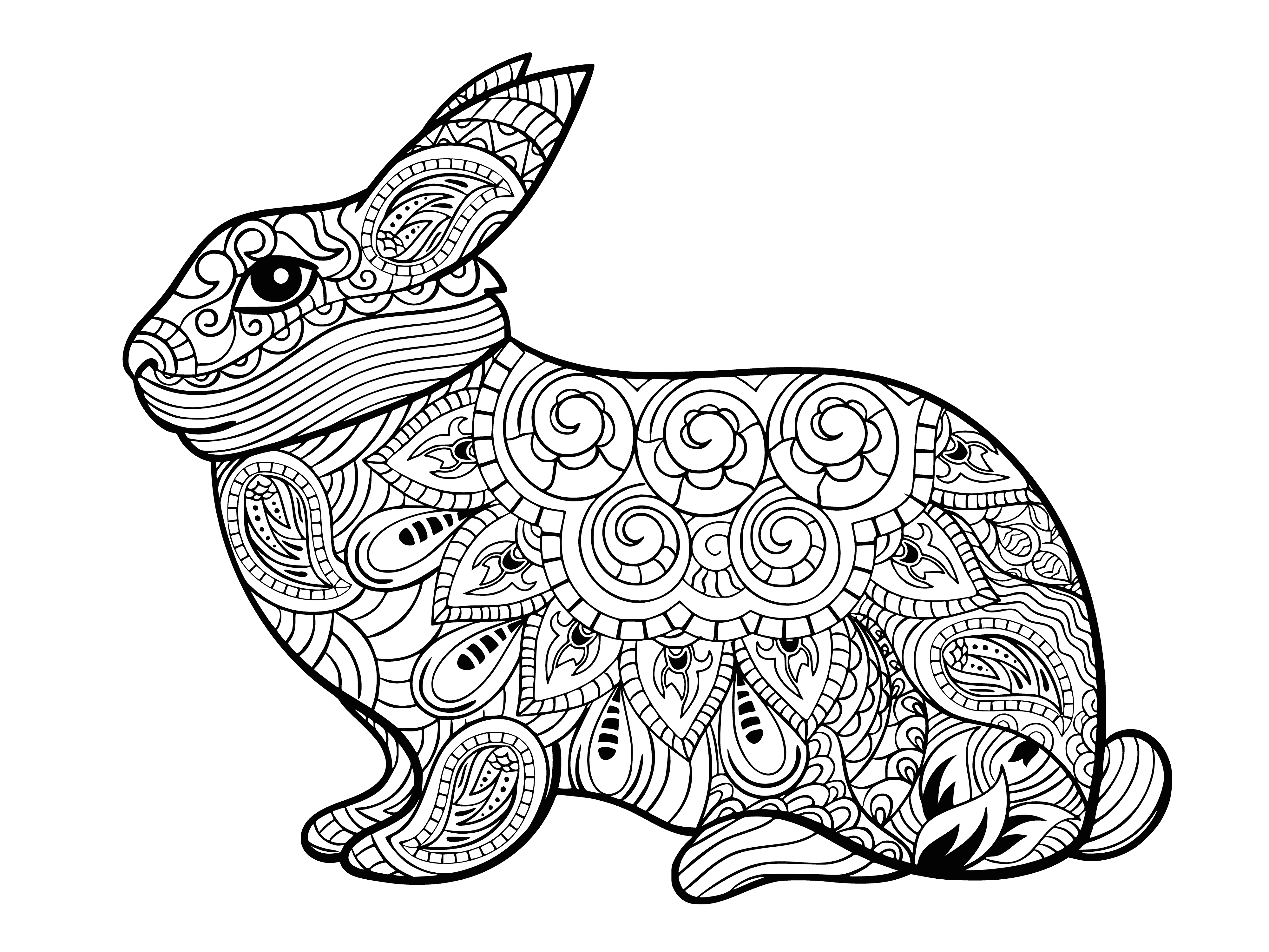 coloring page: Coloring pages featuring a cute bunny rabbit surrounded by flowers and butterflies to relieve stress and spark creativity.
