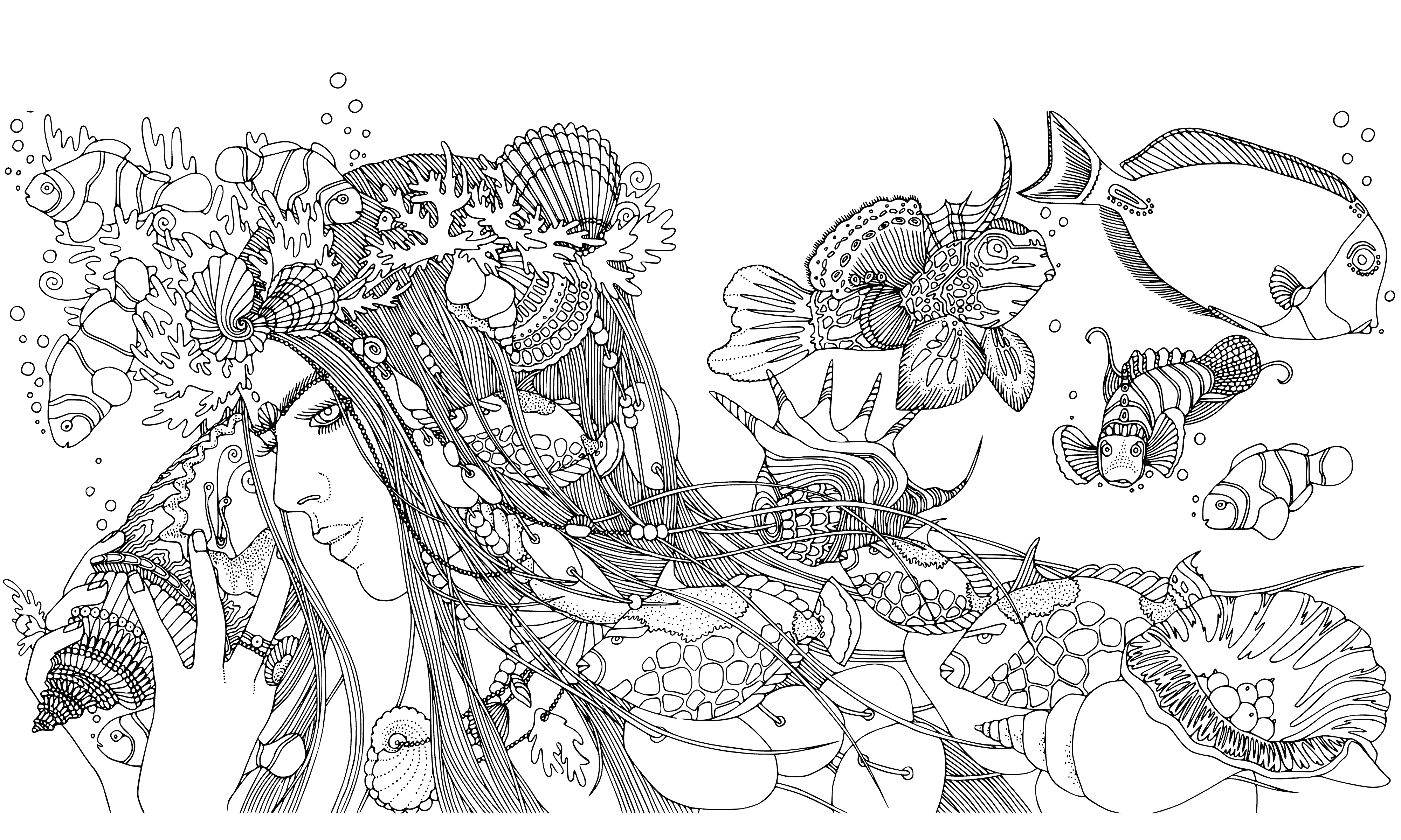 Sea princess coloring page