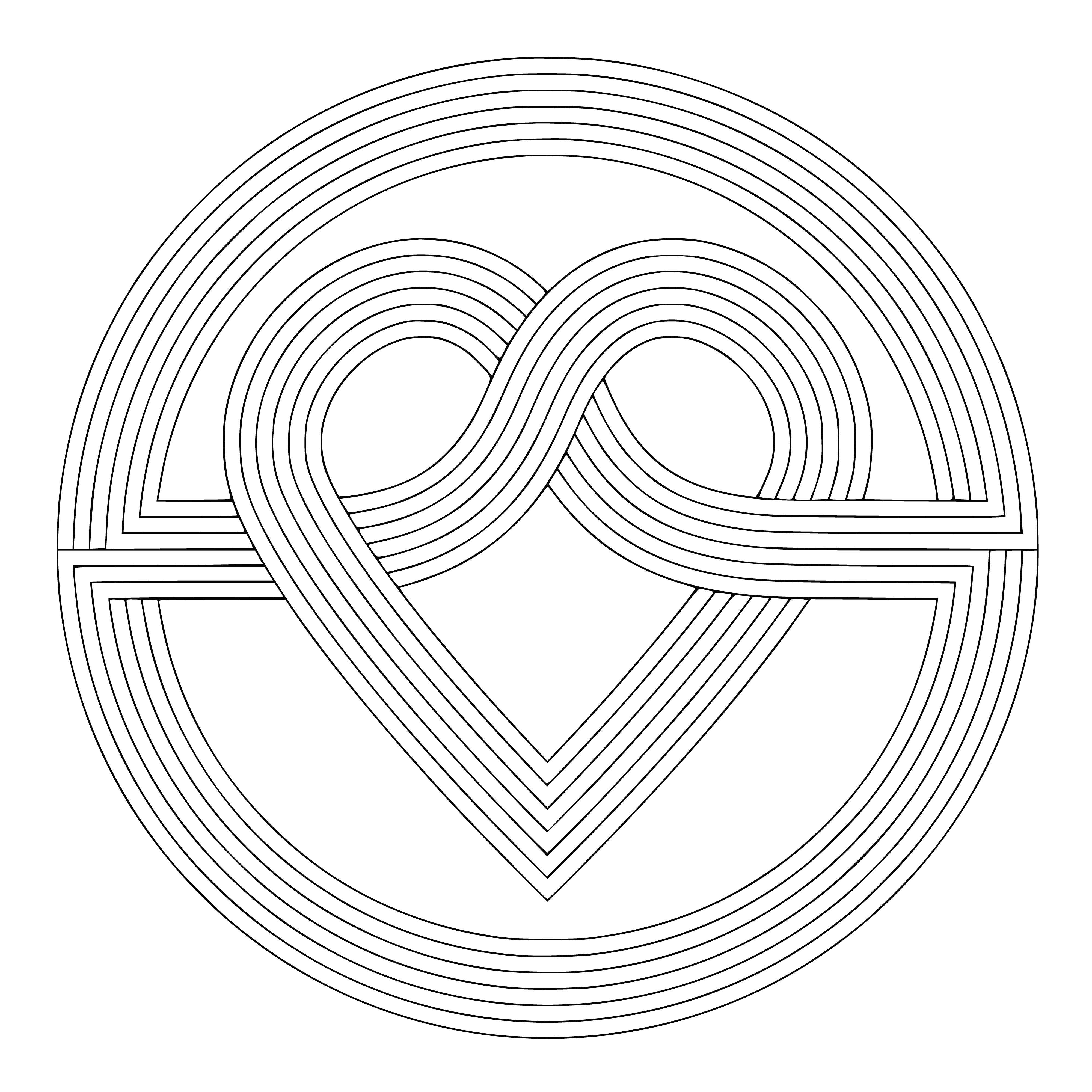 coloring page: 3 mandalas w/ intricate patterns & shapes creating a cohesive design. Coloring them can be therapeutic & relaxing as it requires focus & concentration.