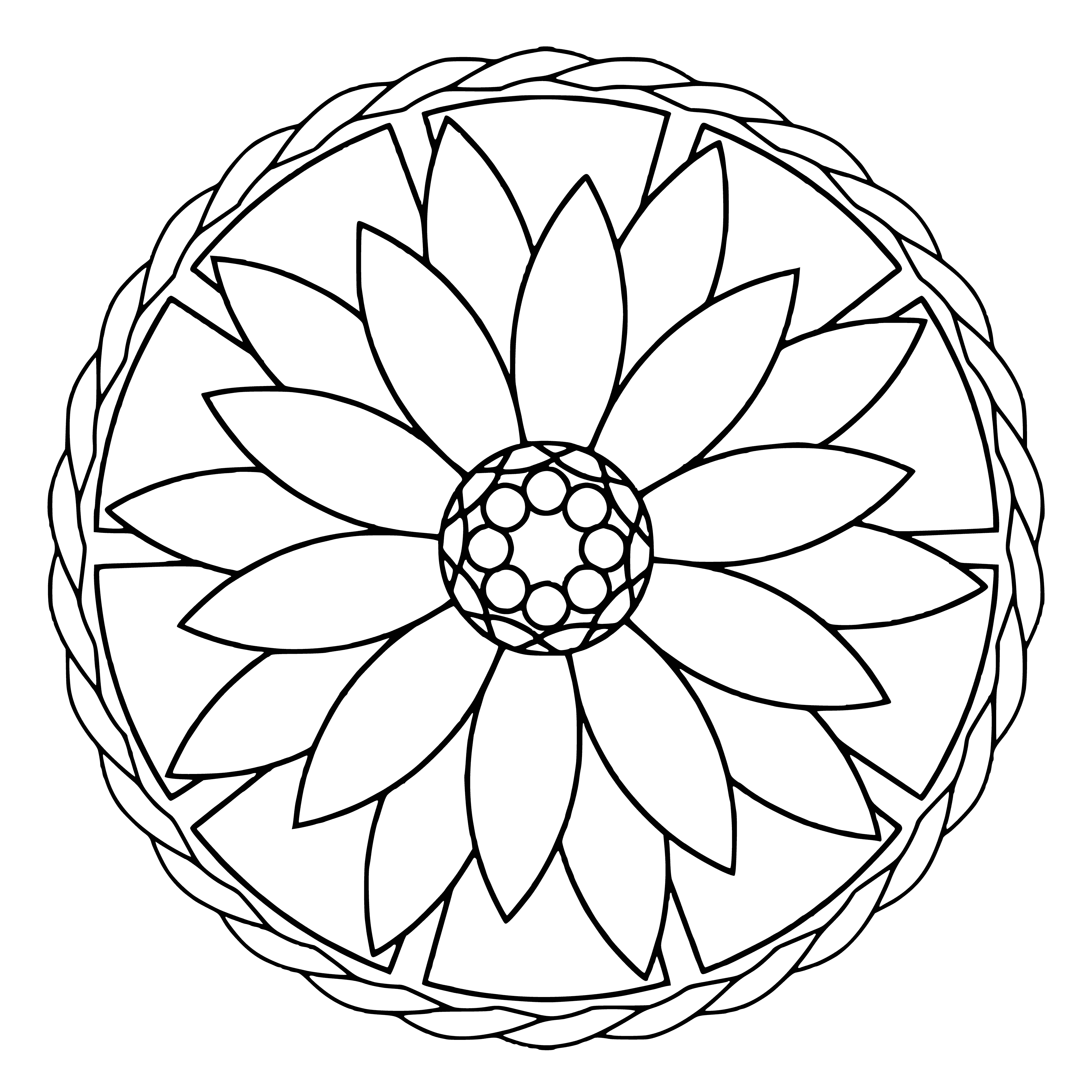 Coloring page of a mandala with a flower in the center and intricate patterns. #art #flowers #coloring