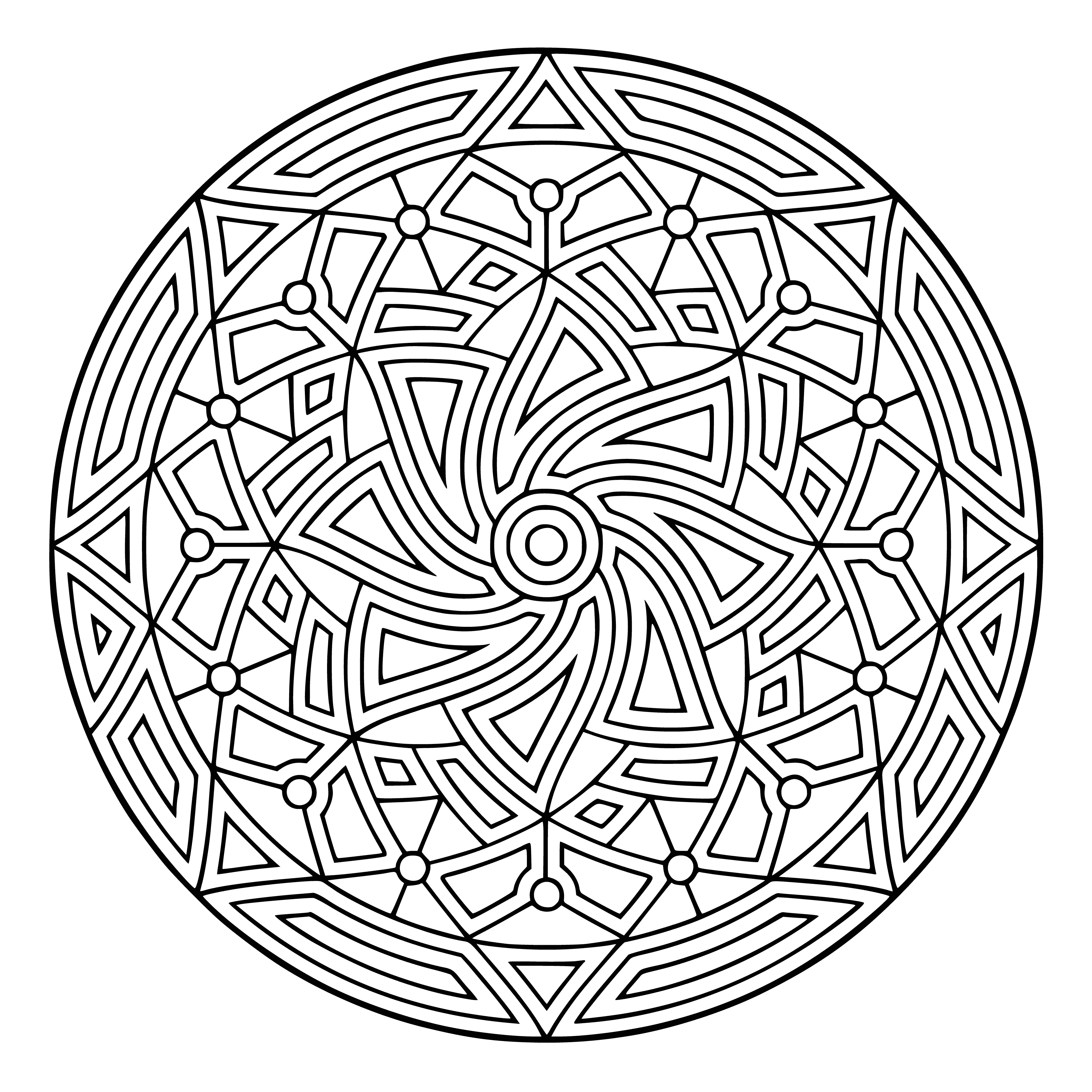coloring page: Intricately patterned mandala coloring page used for meditation and contemplation to activate the body's energy centers.