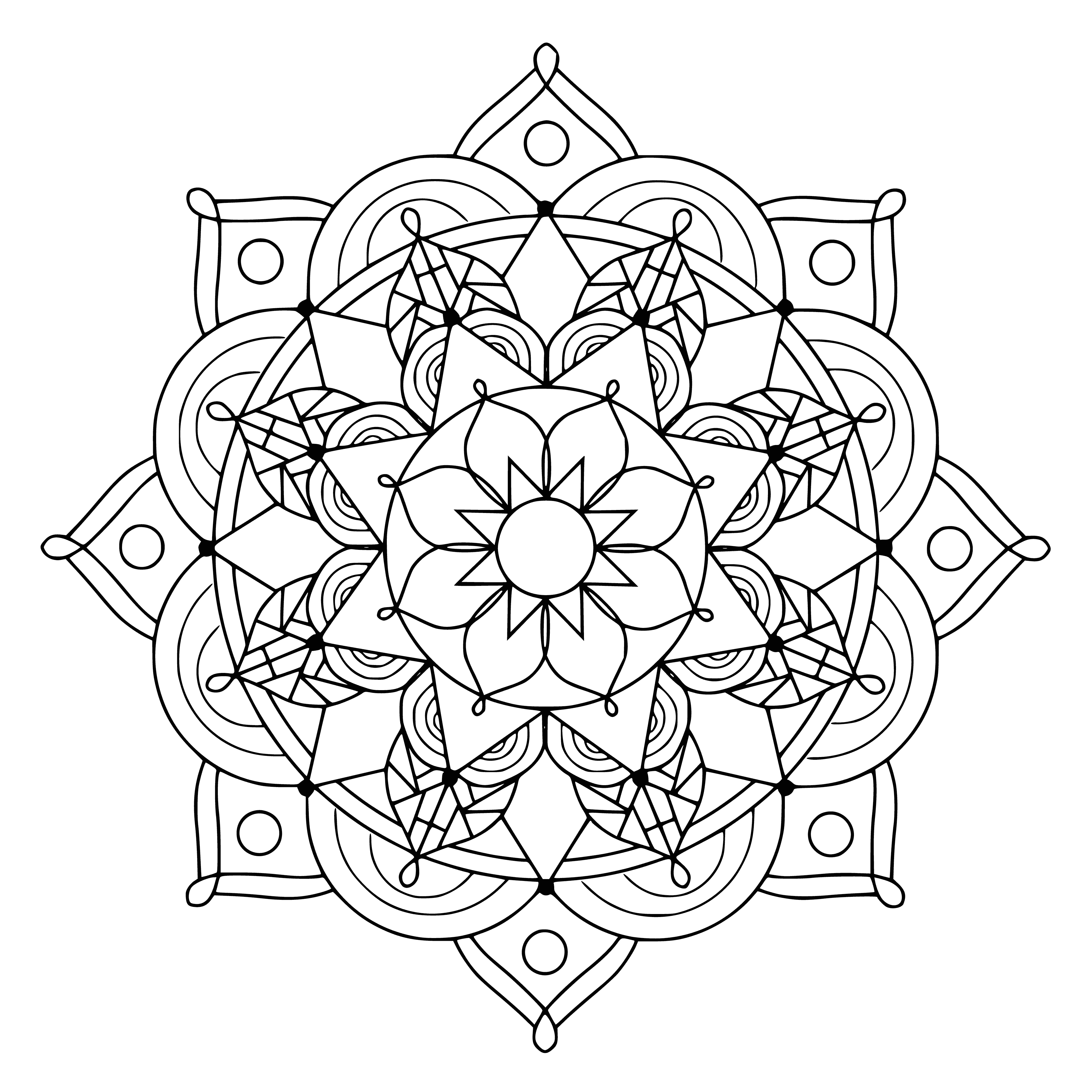 coloring page: Mandala is a circular figure with a repeating pattern and intricate colored borders. A great coloring page to enjoy! #coloring #mandala