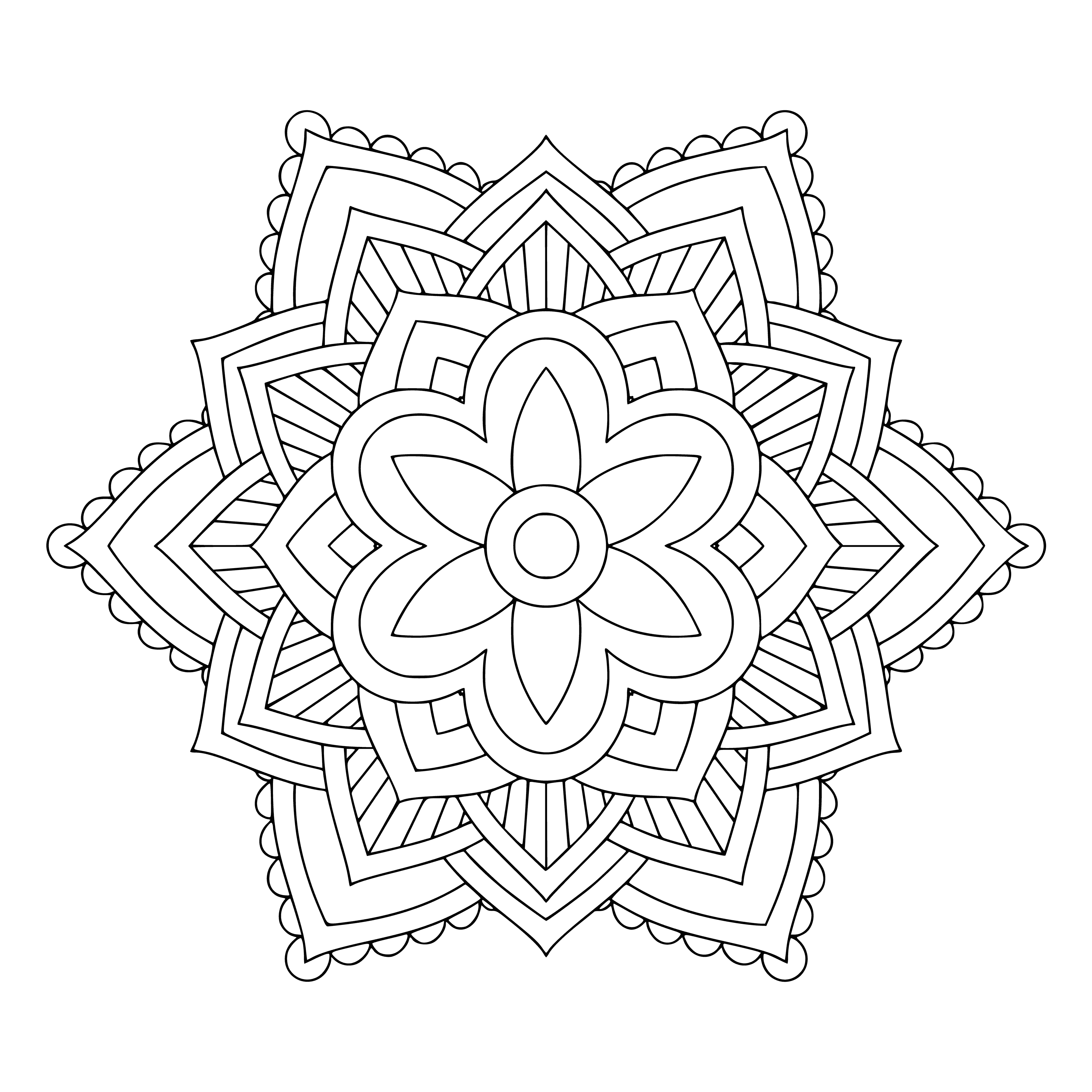 coloring page: Person sitting at desk coloring in a flower mandala with some petals & leaves colored in blue, purple, pink & green. #Mandalas