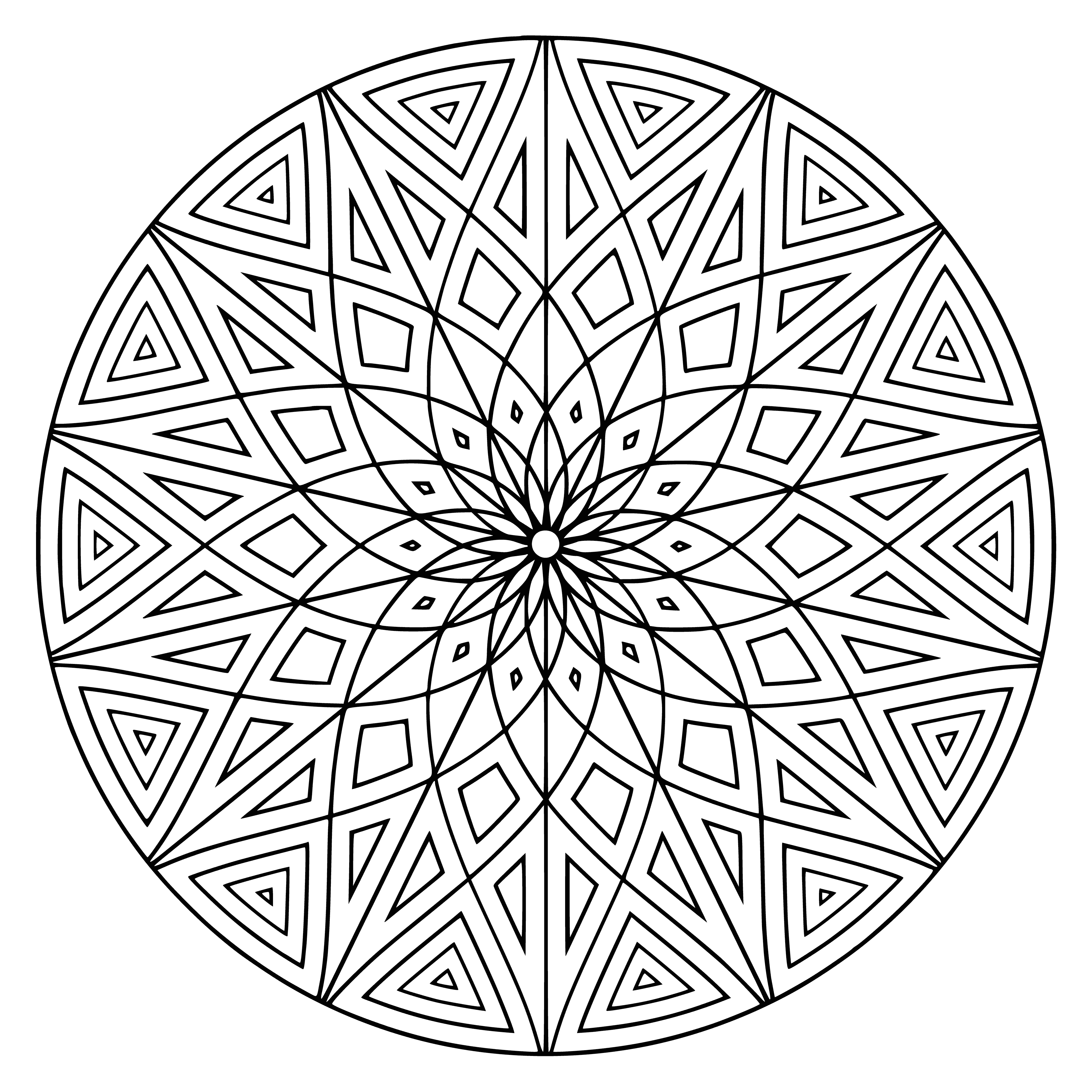 coloring page: This mandala is intricate and detailed, perfect for those who like a challenge and spending time on a project.