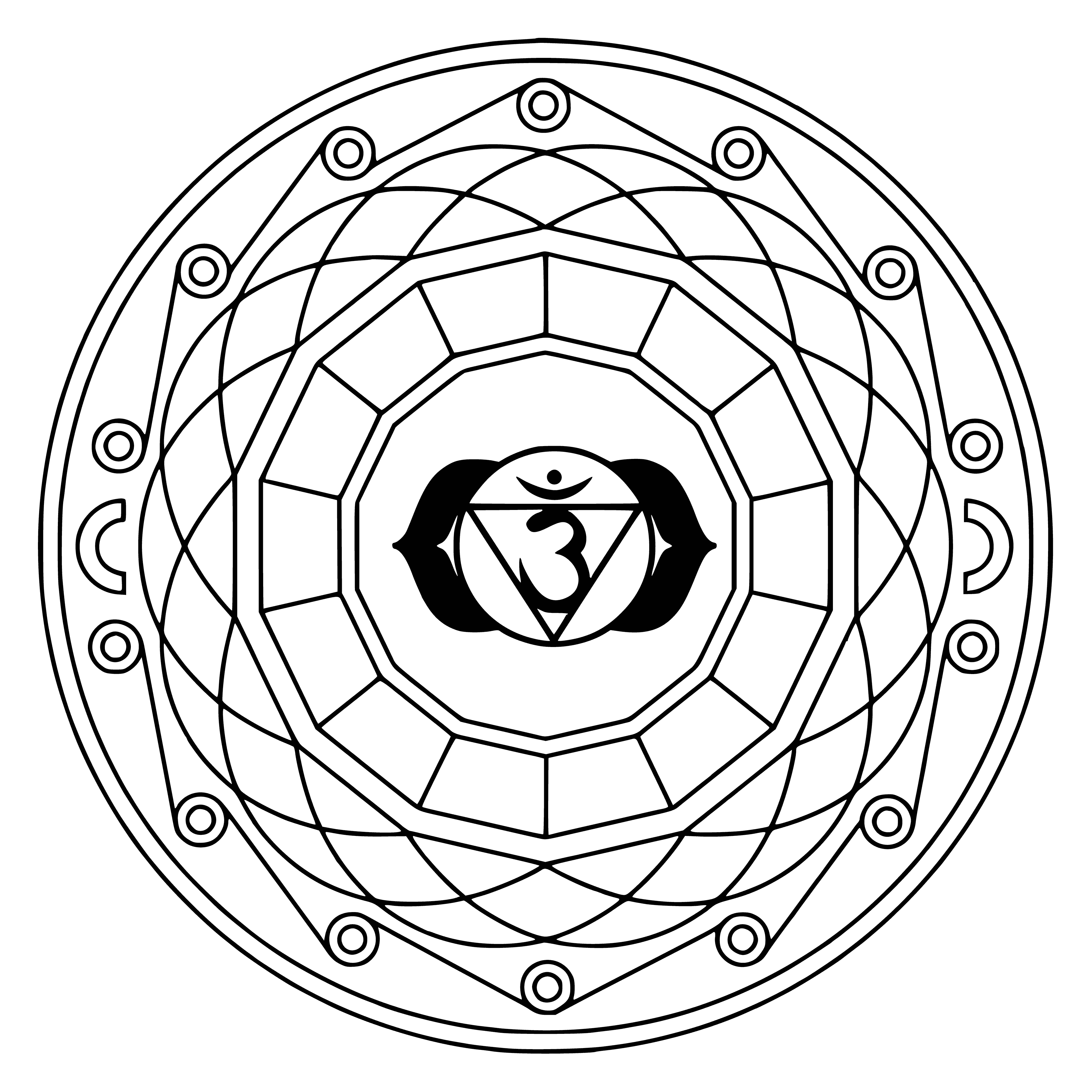 Mandala depicting the Sahasrara chakra coloring page
