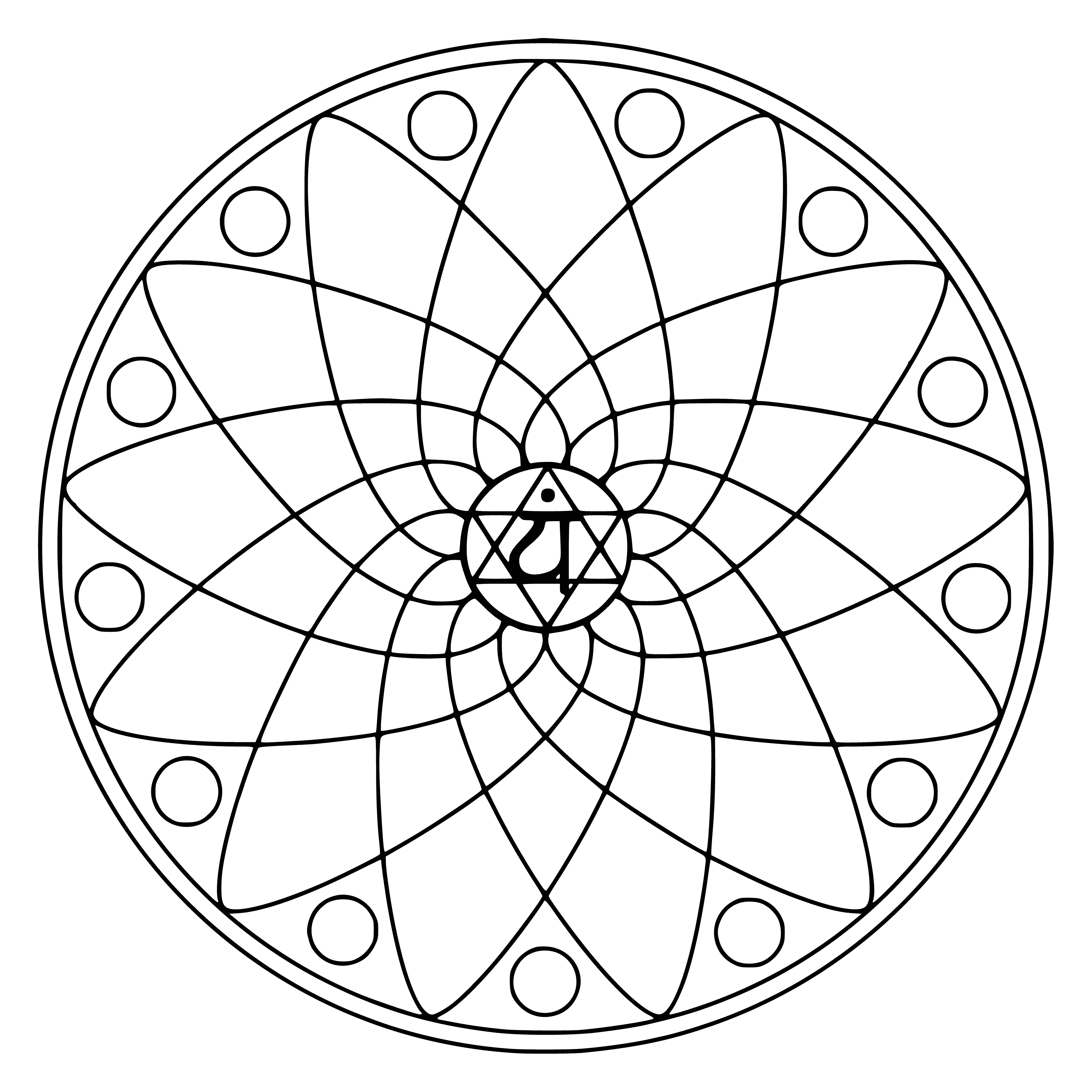 Mandala com o símbolo de Anahata página para colorir