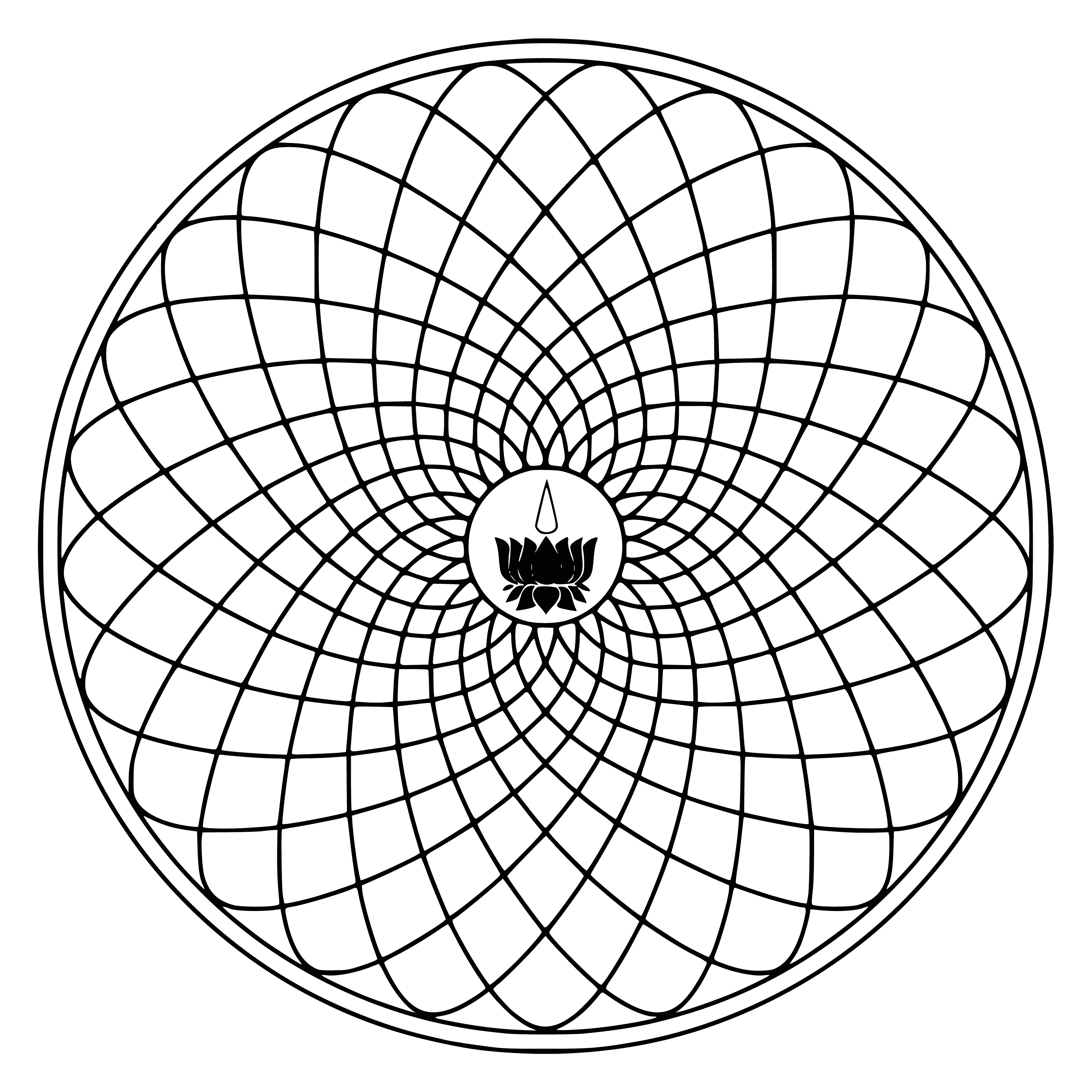 Mandala mit Ayyavazhi-Symbol Malseite