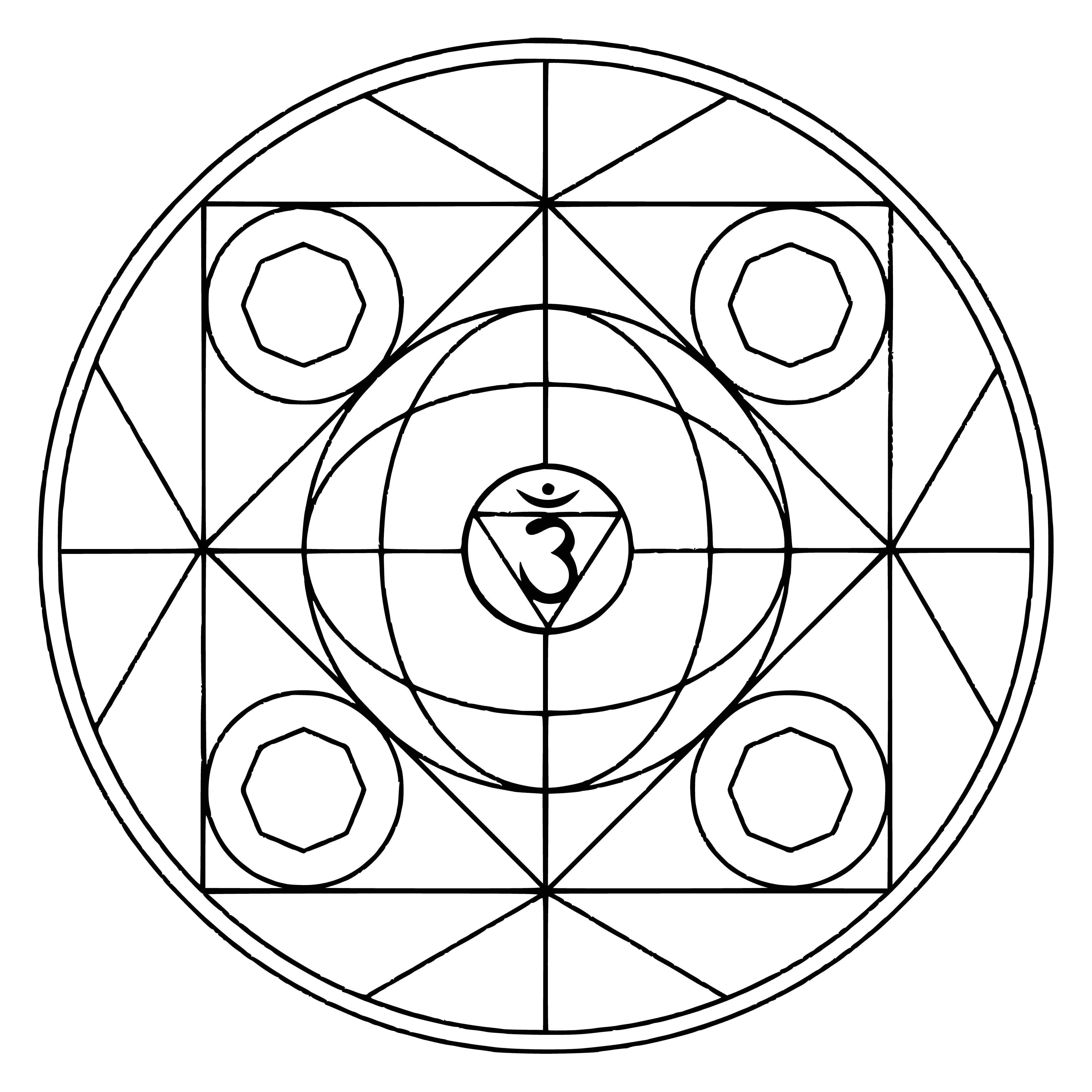 Mandala z symbolem Ajna kolorowanka