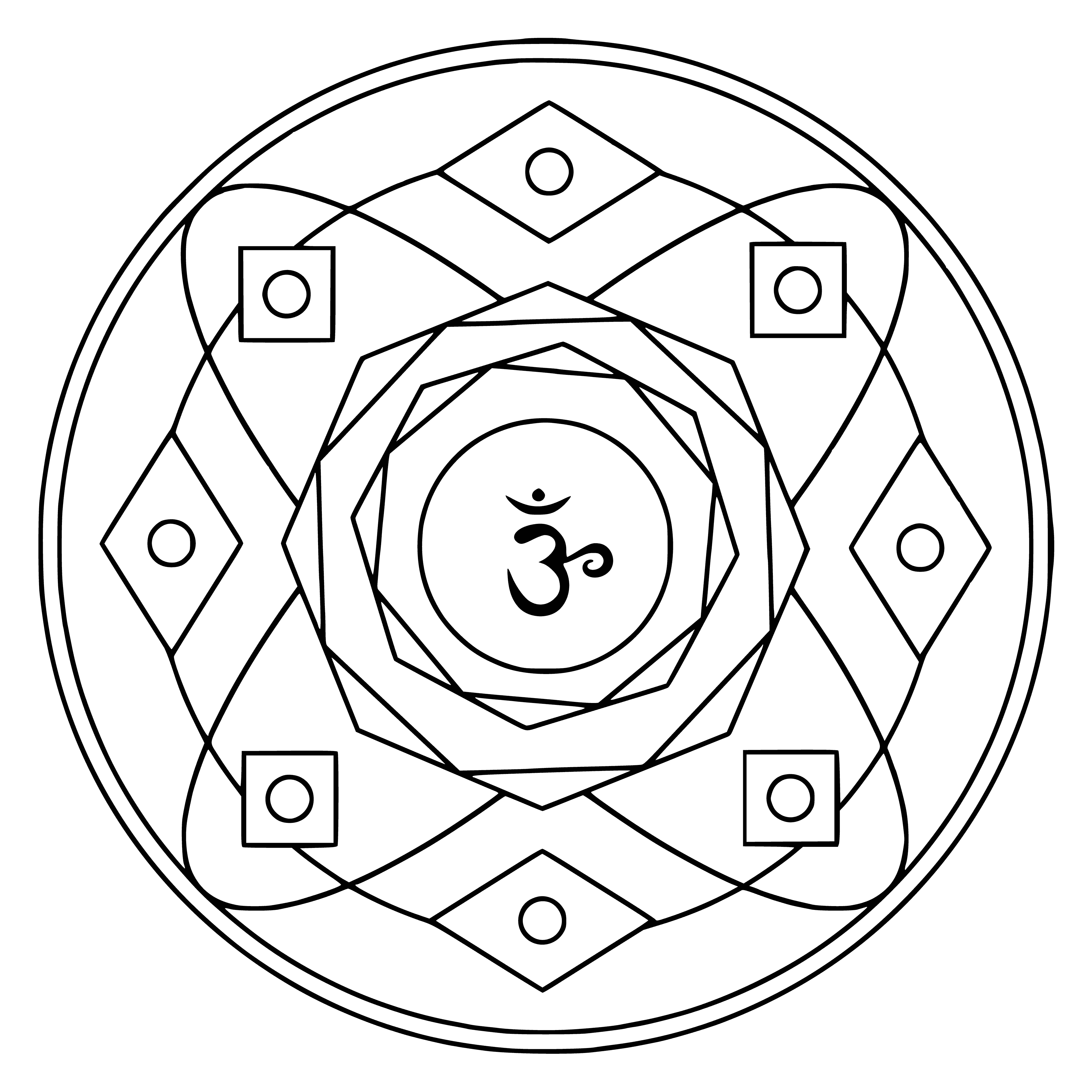 Mandala with the symbol of Sahasrara coloring page