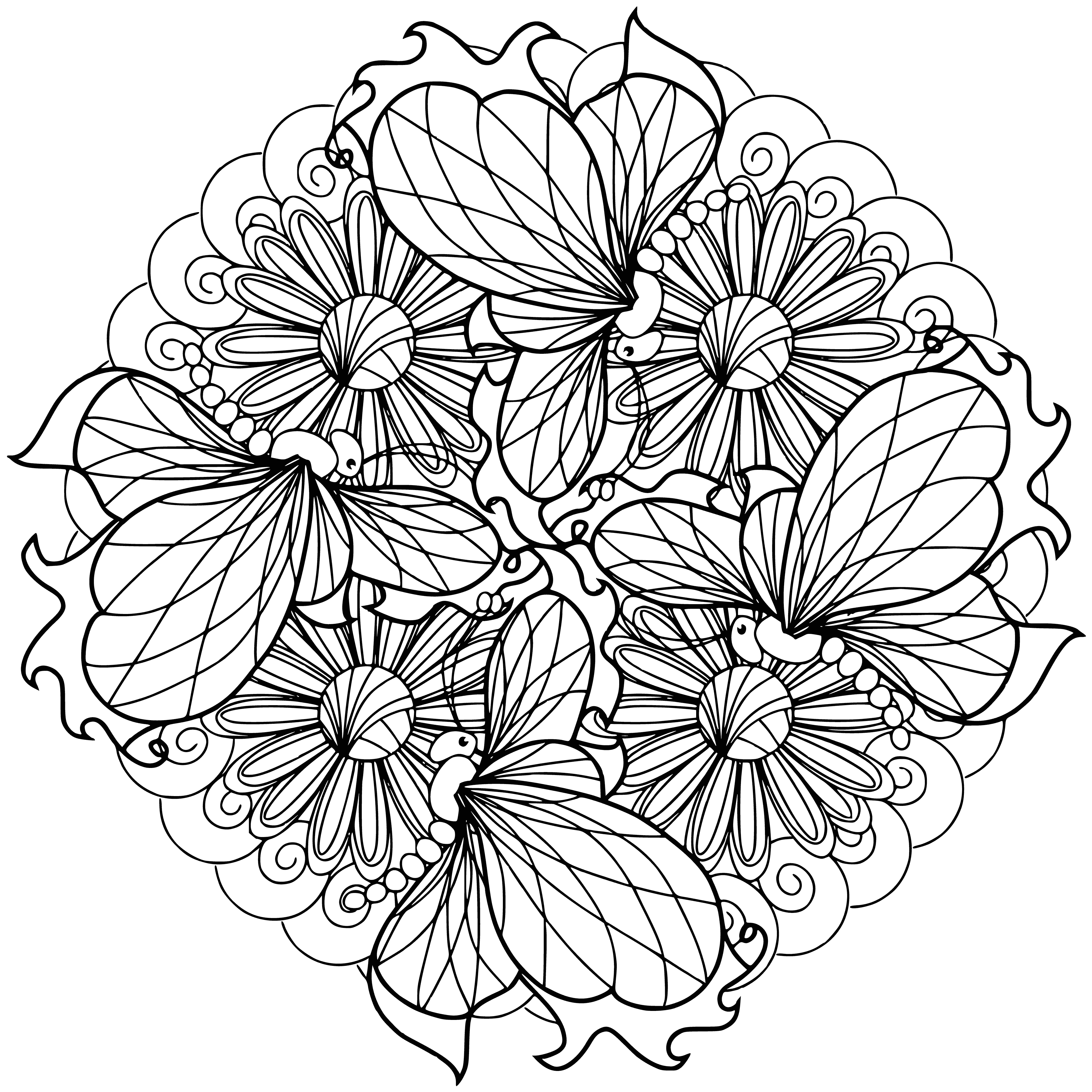 coloring page: #AdultColoring
140 characters: An array of blooming and budding flowers in varied colors and surrounded by green leaves is featured in this Adult Coloring page. #AdultColoring