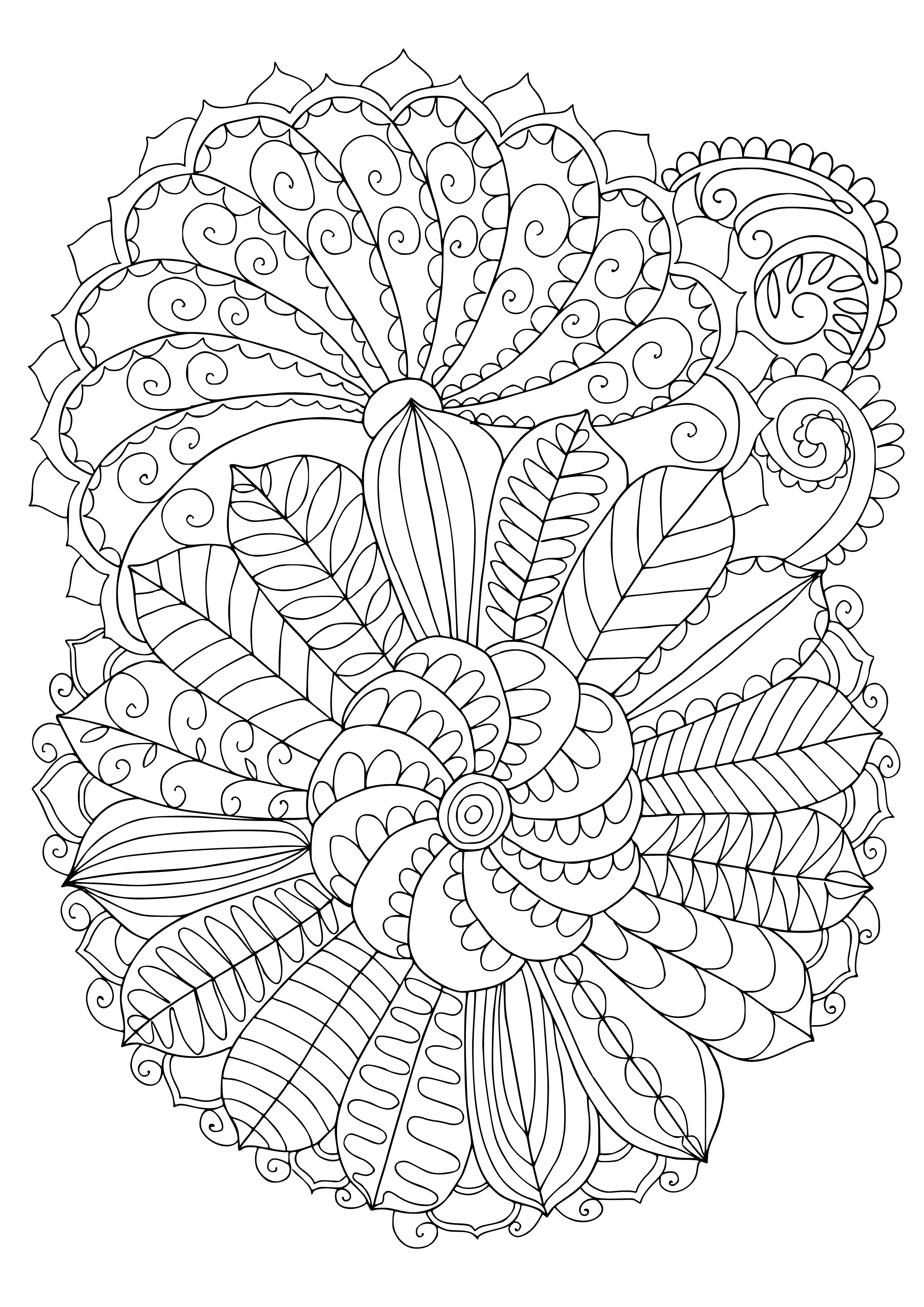 coloring page: Beautiful flower patterns - multicolored and perfect for coloring!