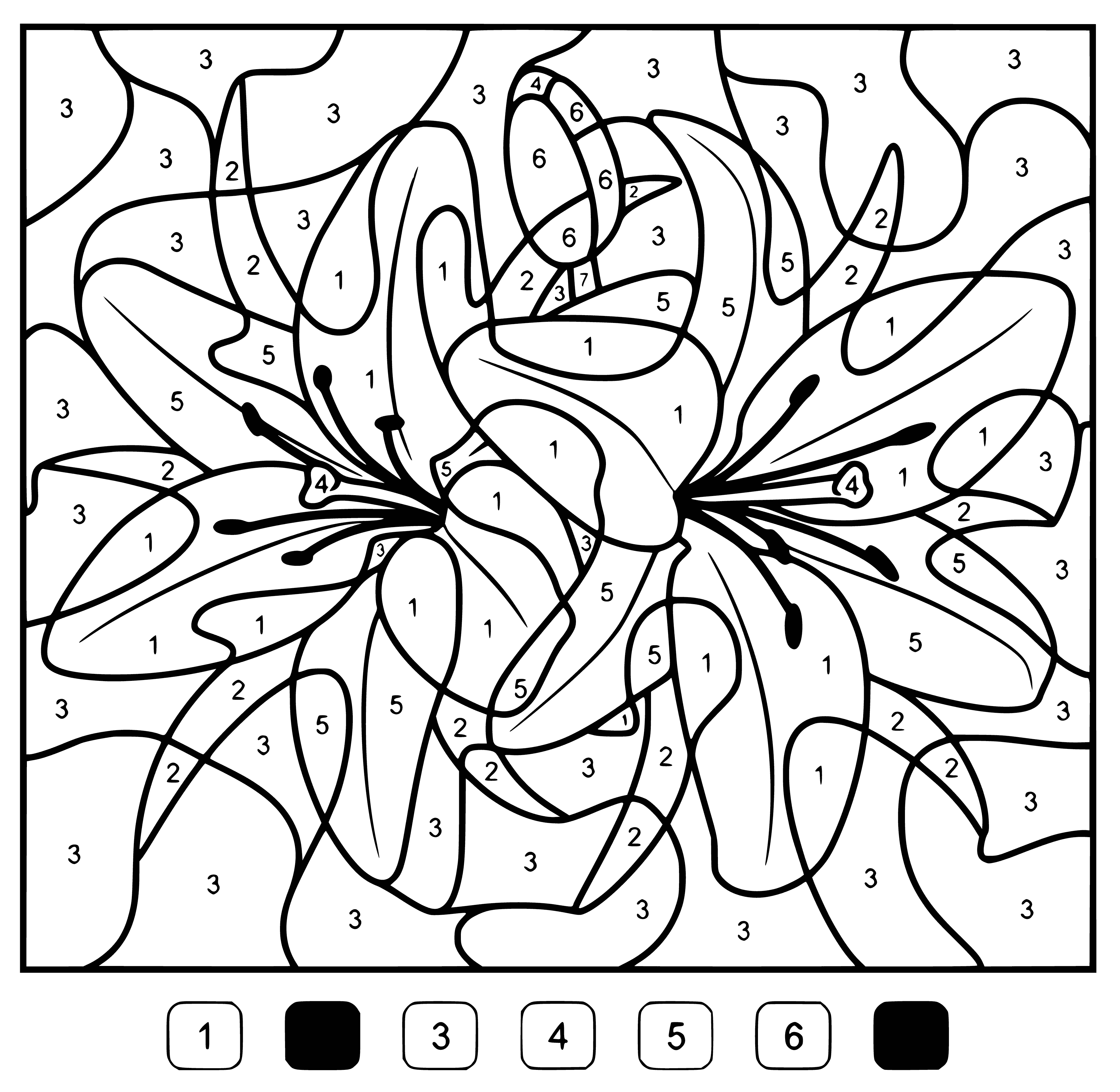Рисунки цветов по цифрам