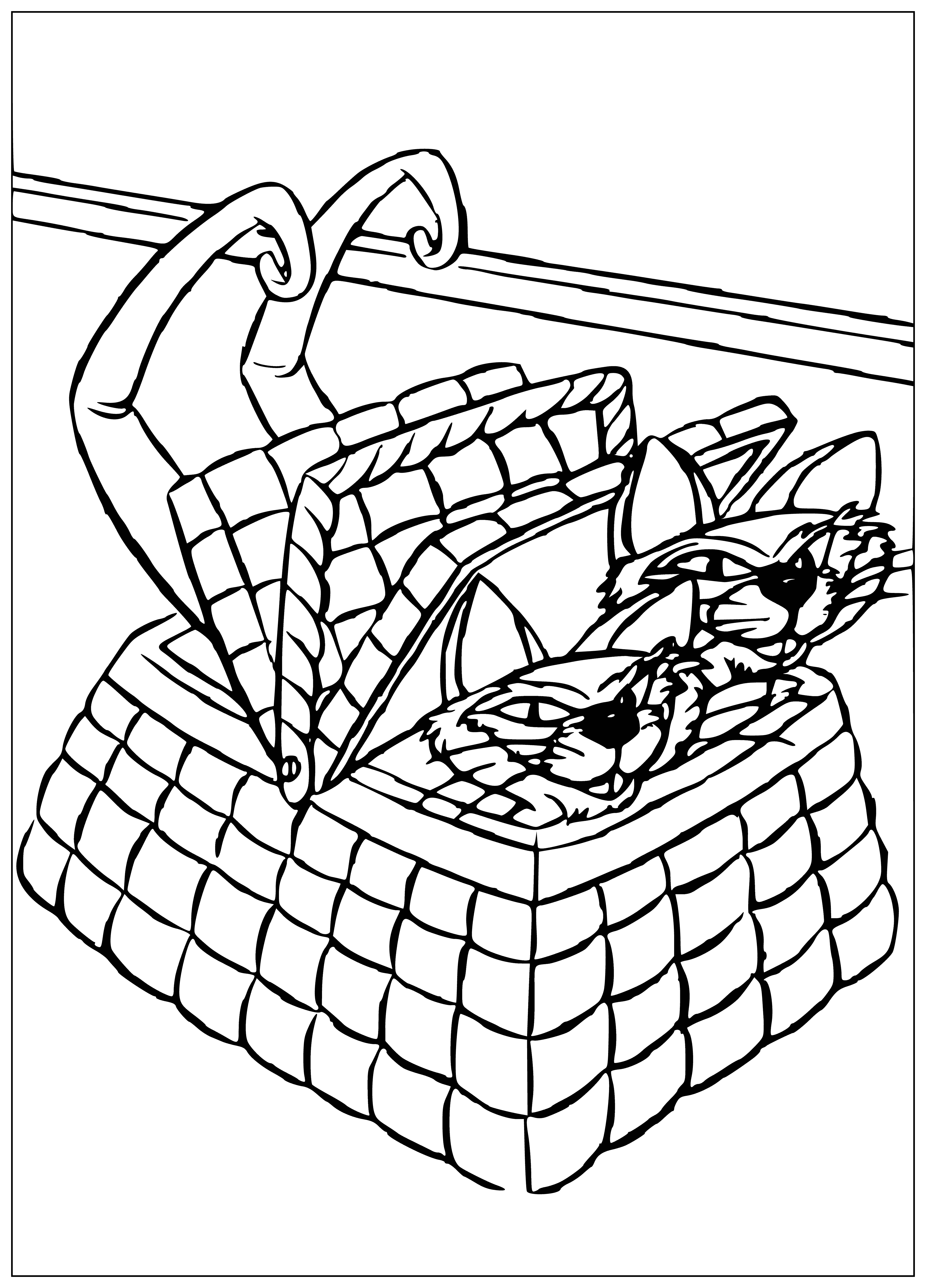 coloring page: Cat lounging on a couch with head on pillow, feet in air. #CatsAreTheCoolest