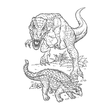 kolorowanka: Kolorowanki obraz tyranozaura i innego dinozaura