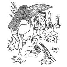 coloring page: Coloring Bunny-jumping from Russian folk tales