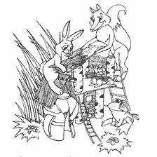 coloring page: Picture from the coloring book based on the Russian folk tale about the new tower